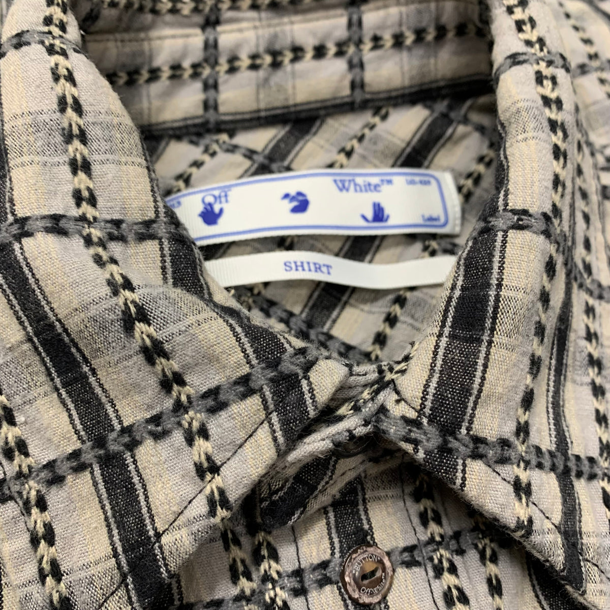 Off White Small Shirt Flannel Check Grey Top Virgil Abloh