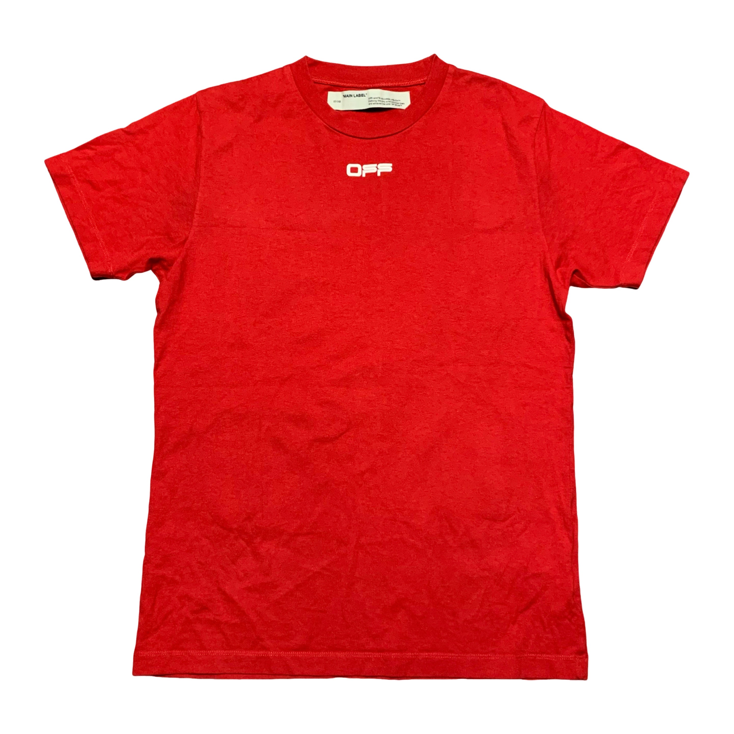 Off White Medium Airport Arrows Red Tee Virgil Abloh