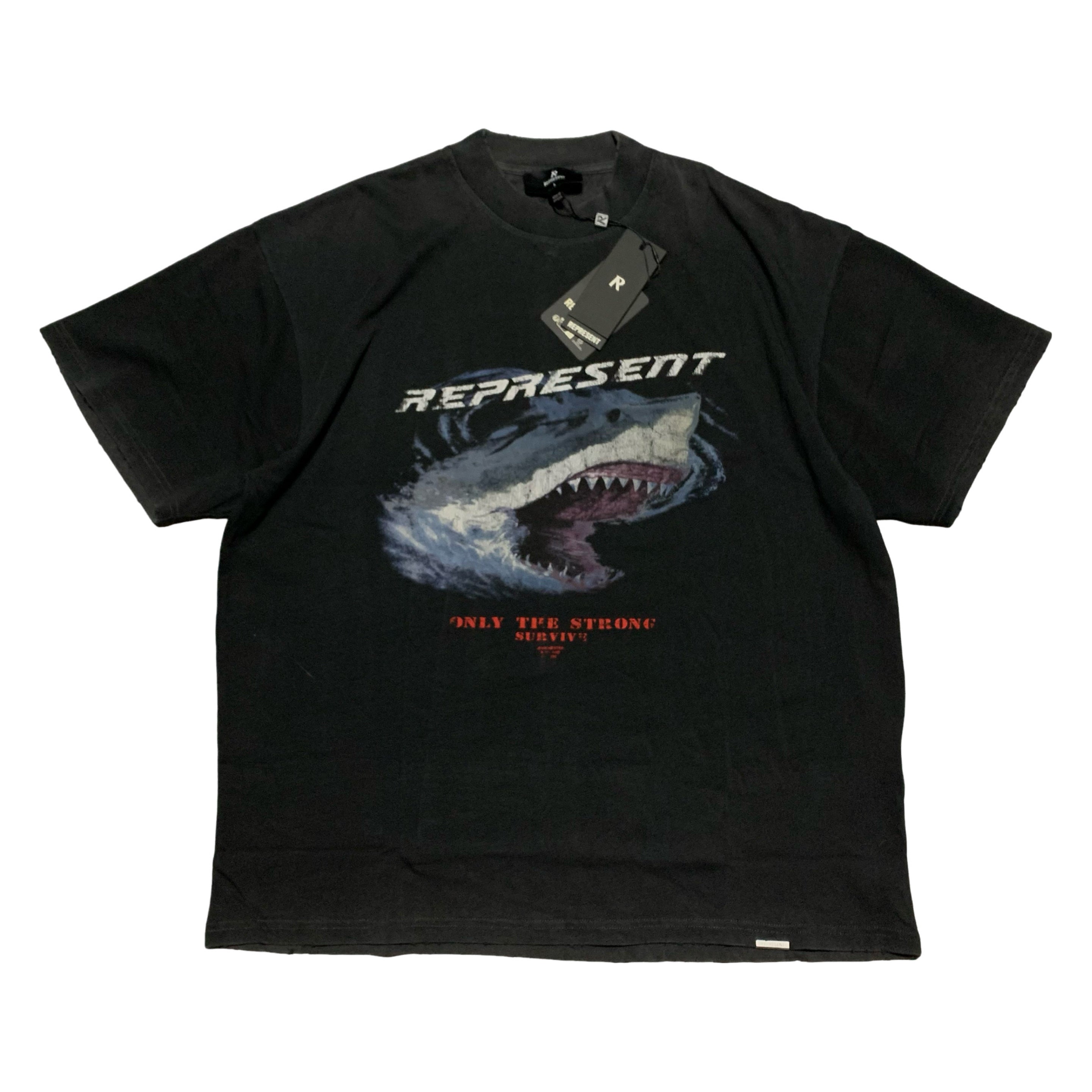 Represent Large Only The Strong Survive Vintage Black Tee Shark