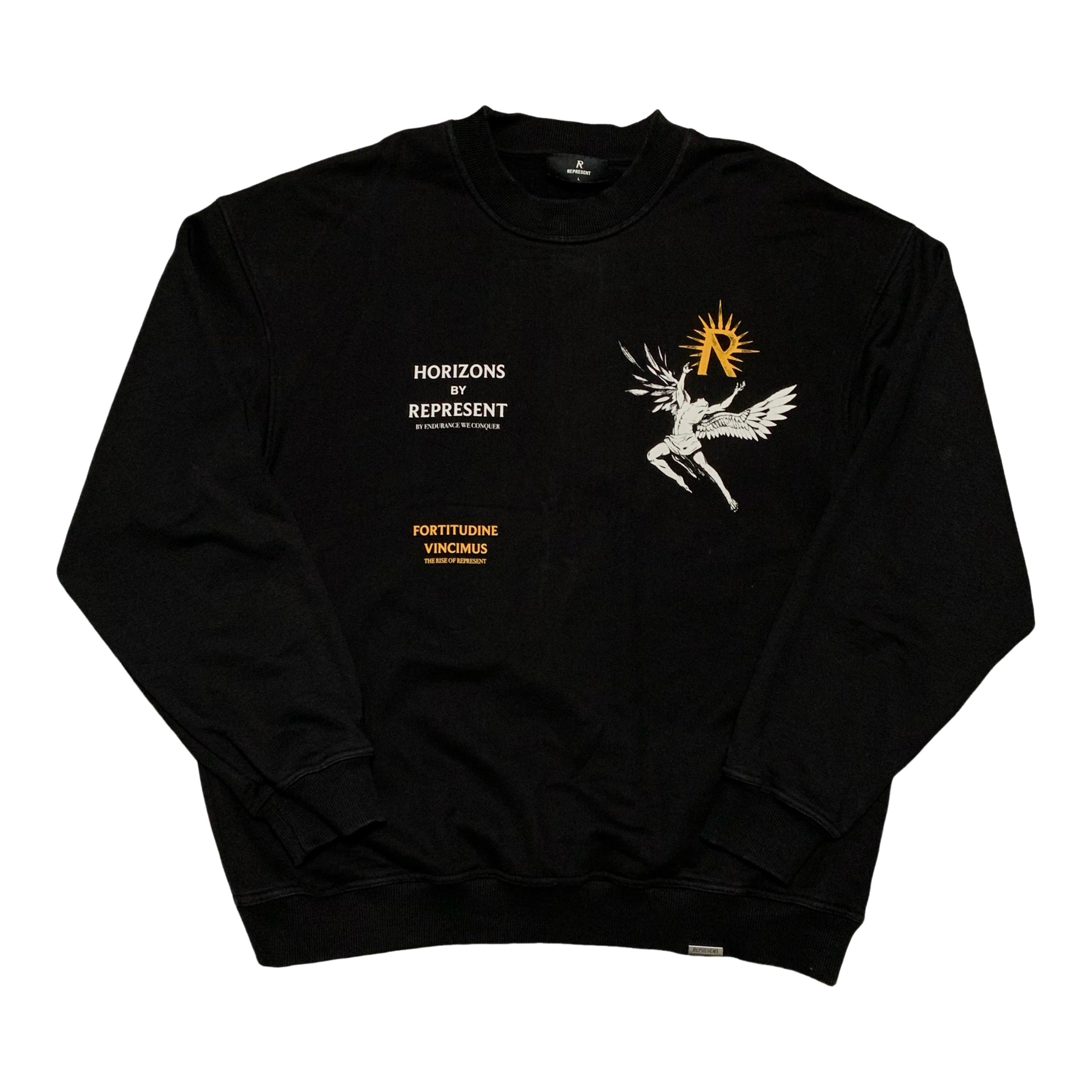 Represent Large Icarus Jet Black Sweater Sweatshirt Crewneck