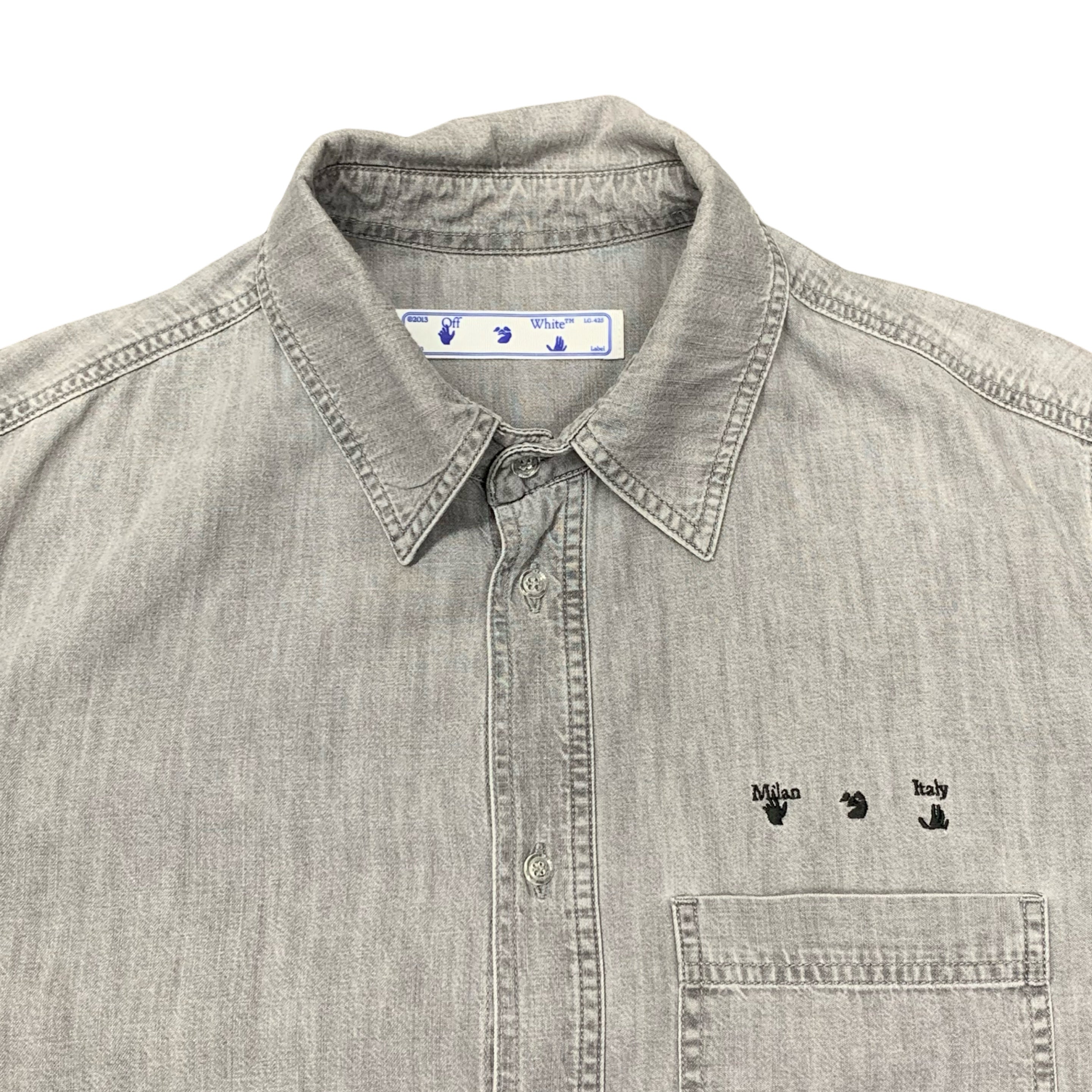 Off White Large Shirt Denim Blue Washed Long Sleeve Top Virgil Abloh