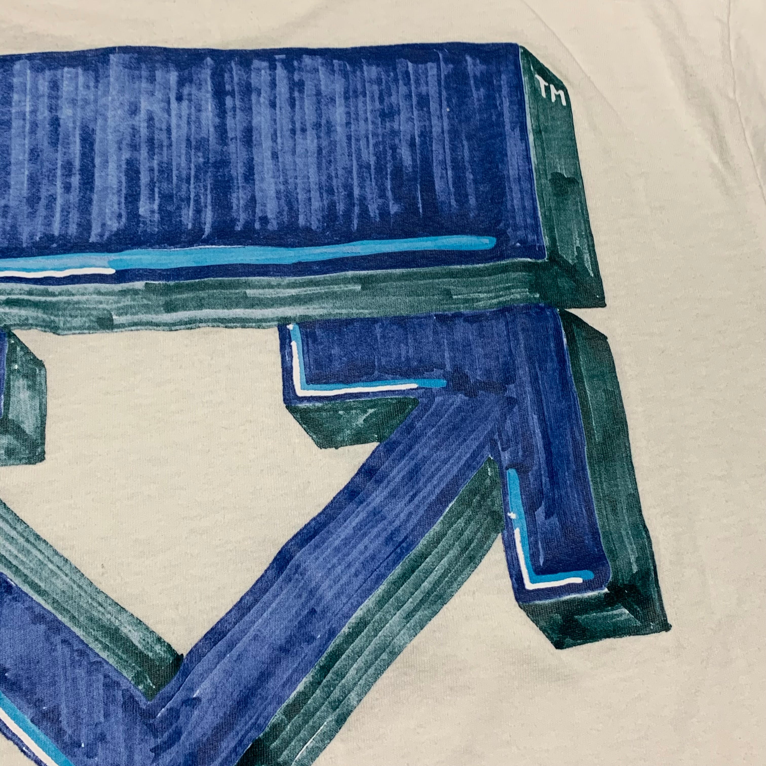 Off White Large Marker Arrows White Tee Virgil Abloh Blue Graphic
