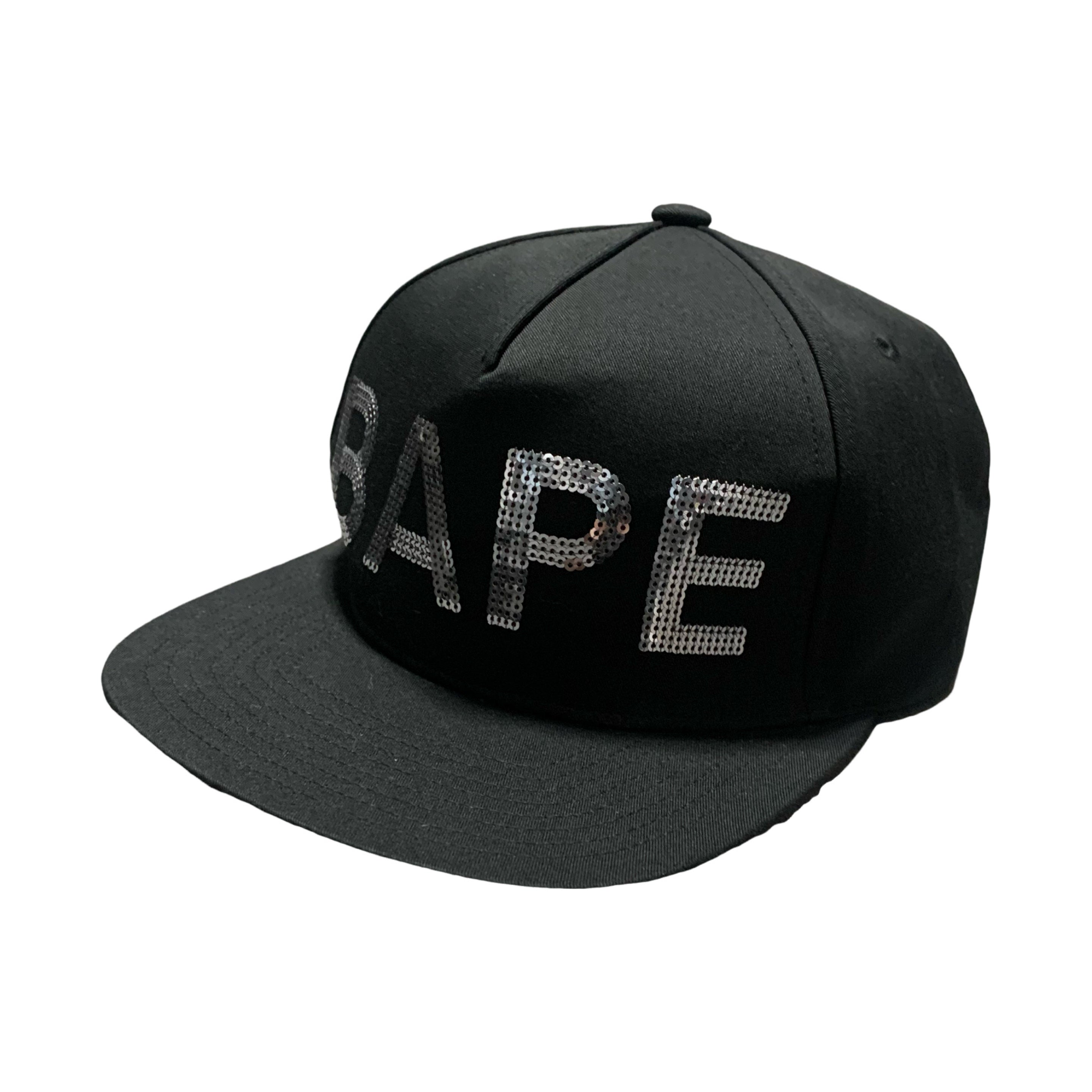 Bape Cap Sequin Black A Bathing Ape Snapback Hat