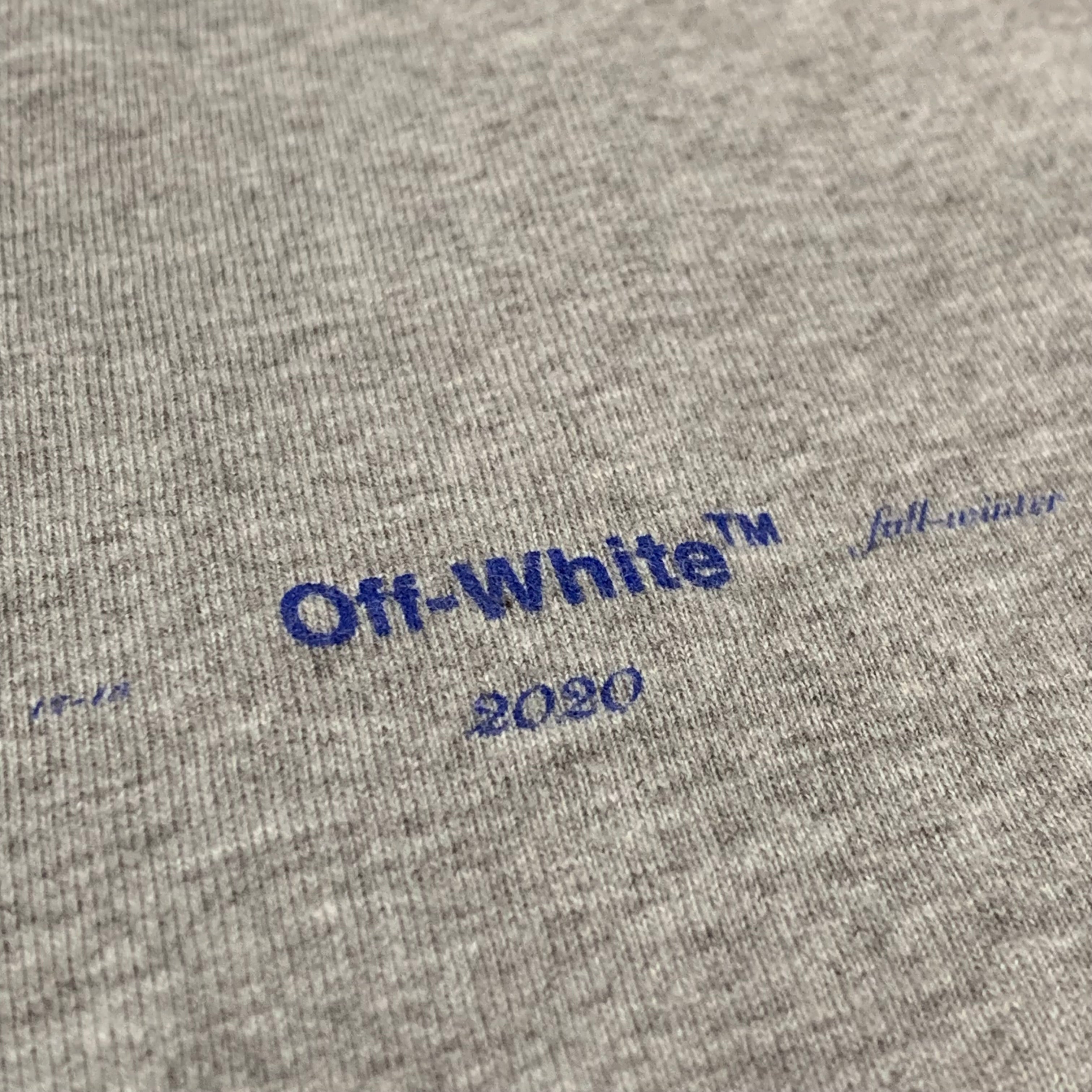 Off White XXL Acrylic Arrows Grey Tee Virgil Abloh Blue 2XL