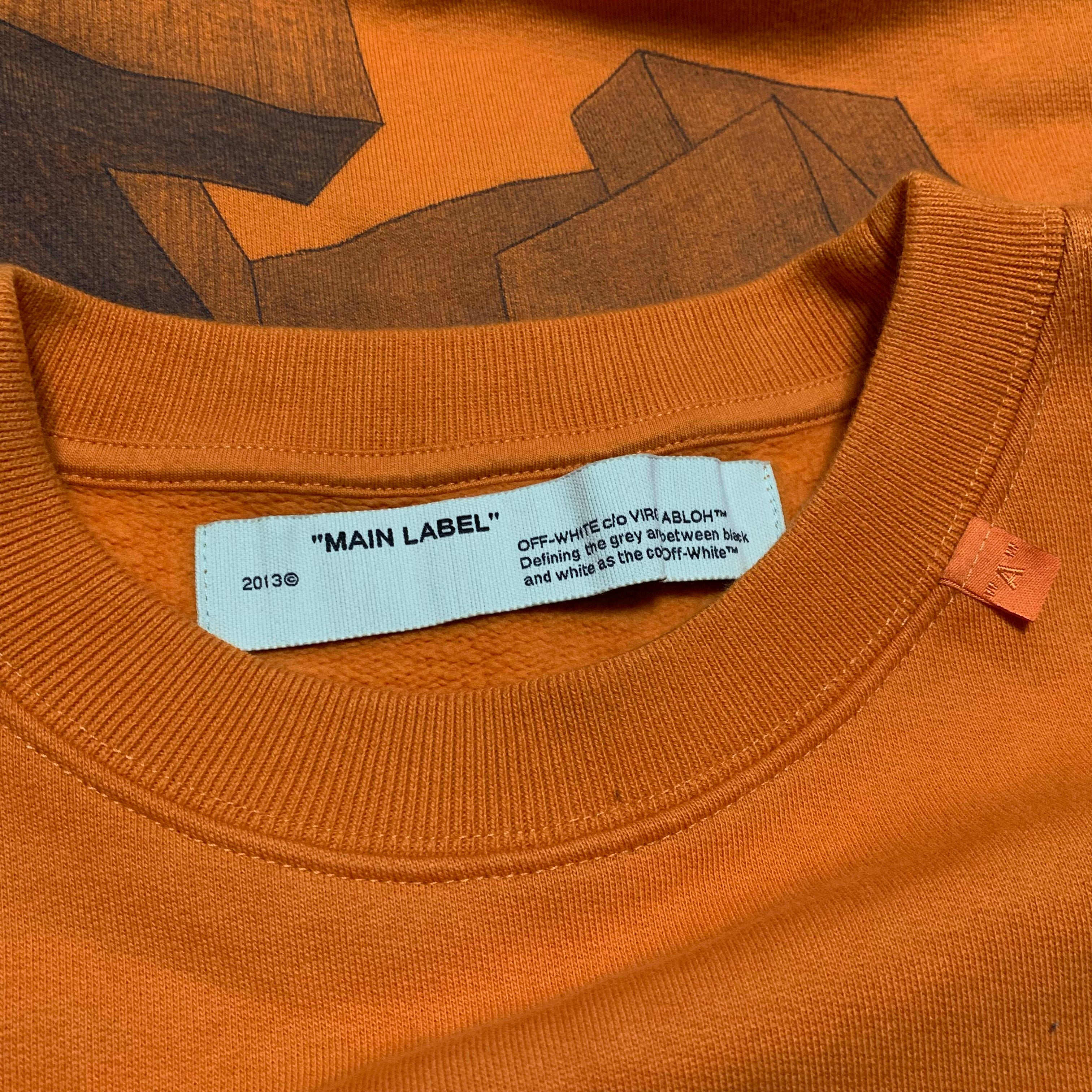 Off White Medium Arrows Graphic Orange Sweatshirt Crewneck Virgil Abloh