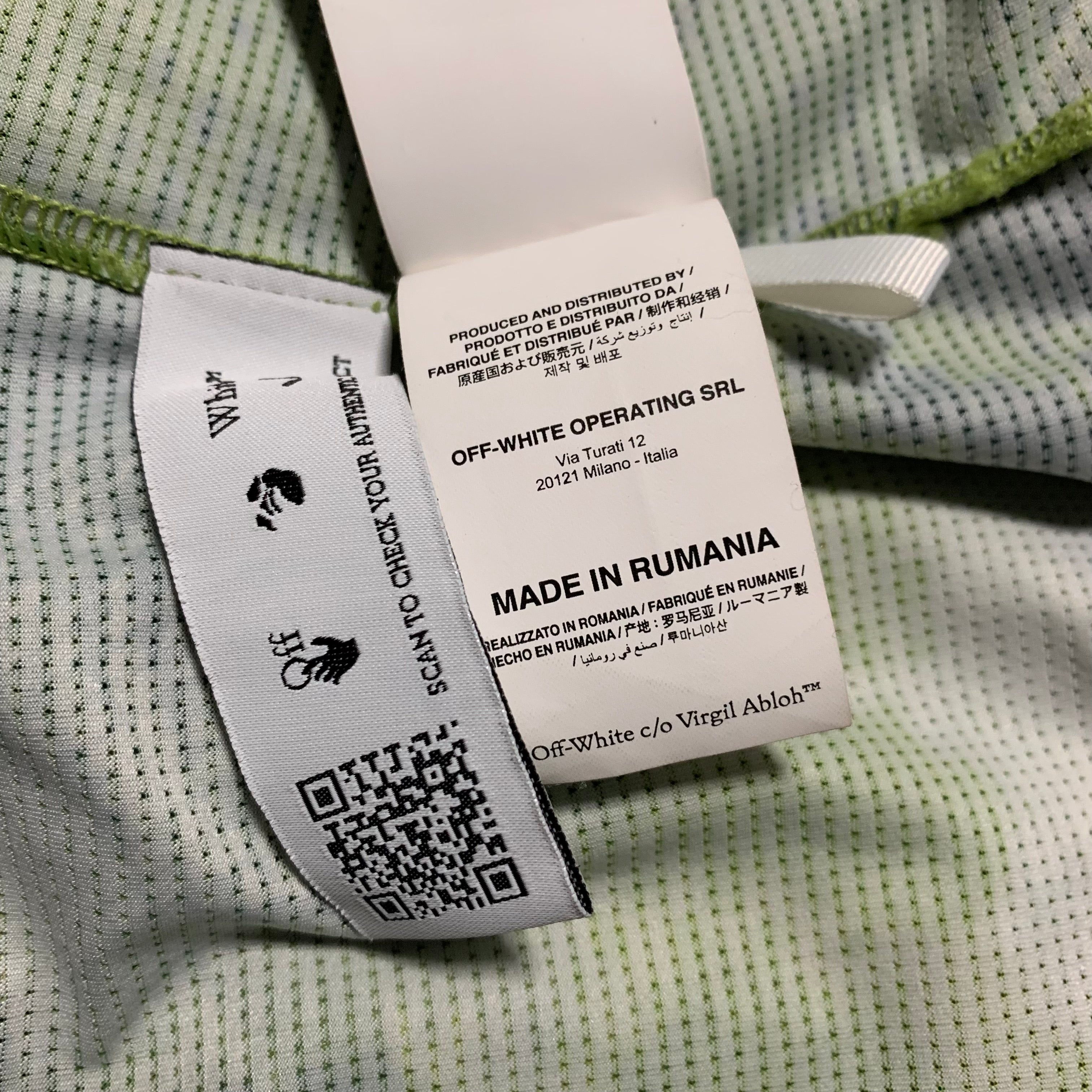 Off White XL Active Camo Logo Green Yellow Tee Virgil Abloh