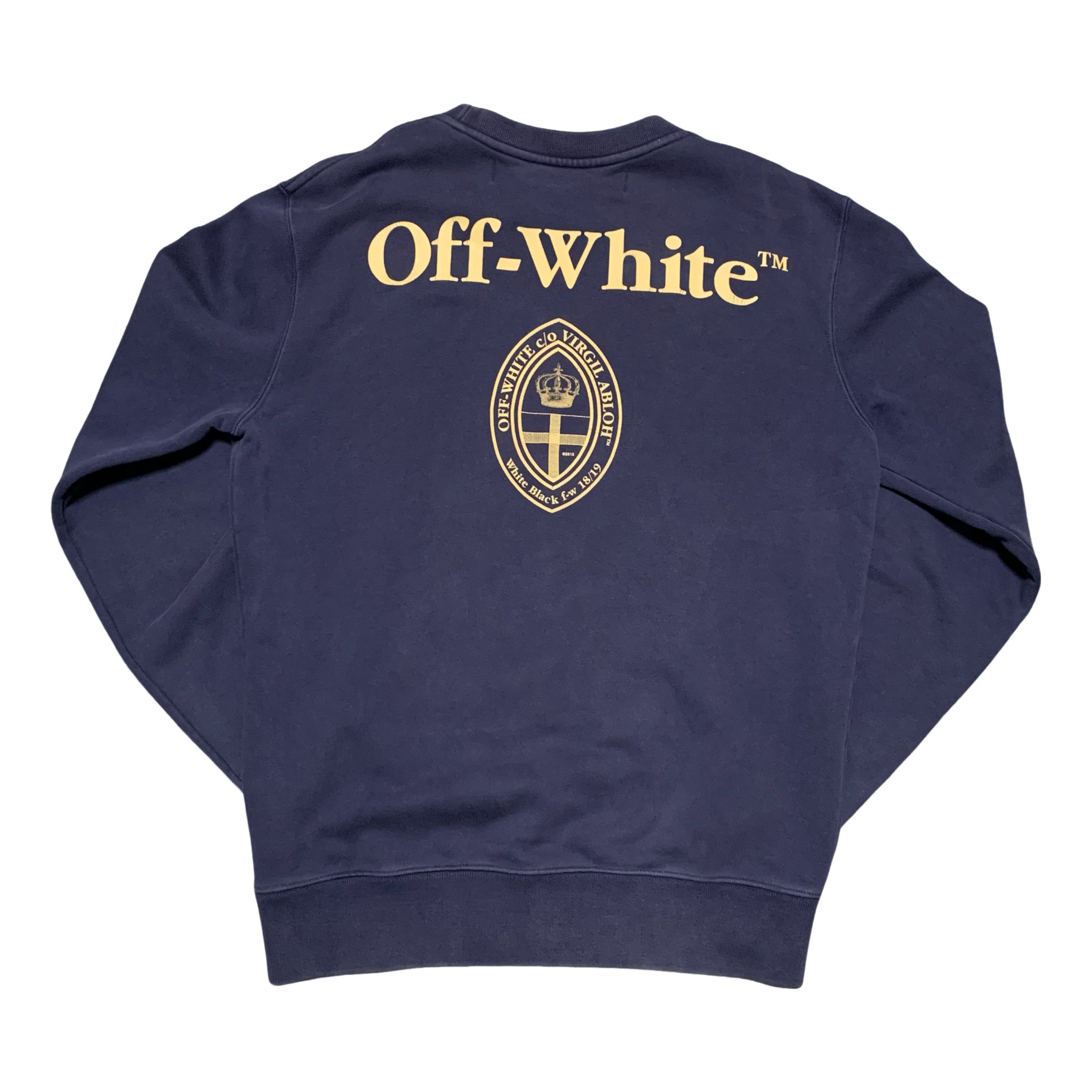 Off White Medium Church Crew Blue Sweatshirt Virgil Abloh
