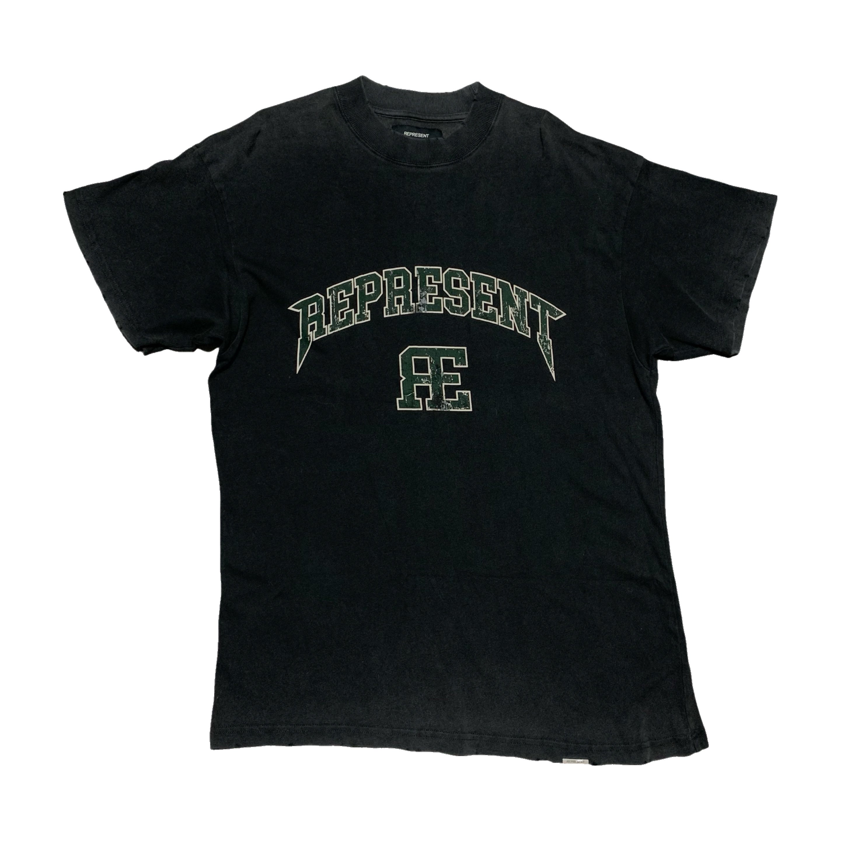 Represent XS Varsity Logo Graphic Vintage Black Tee