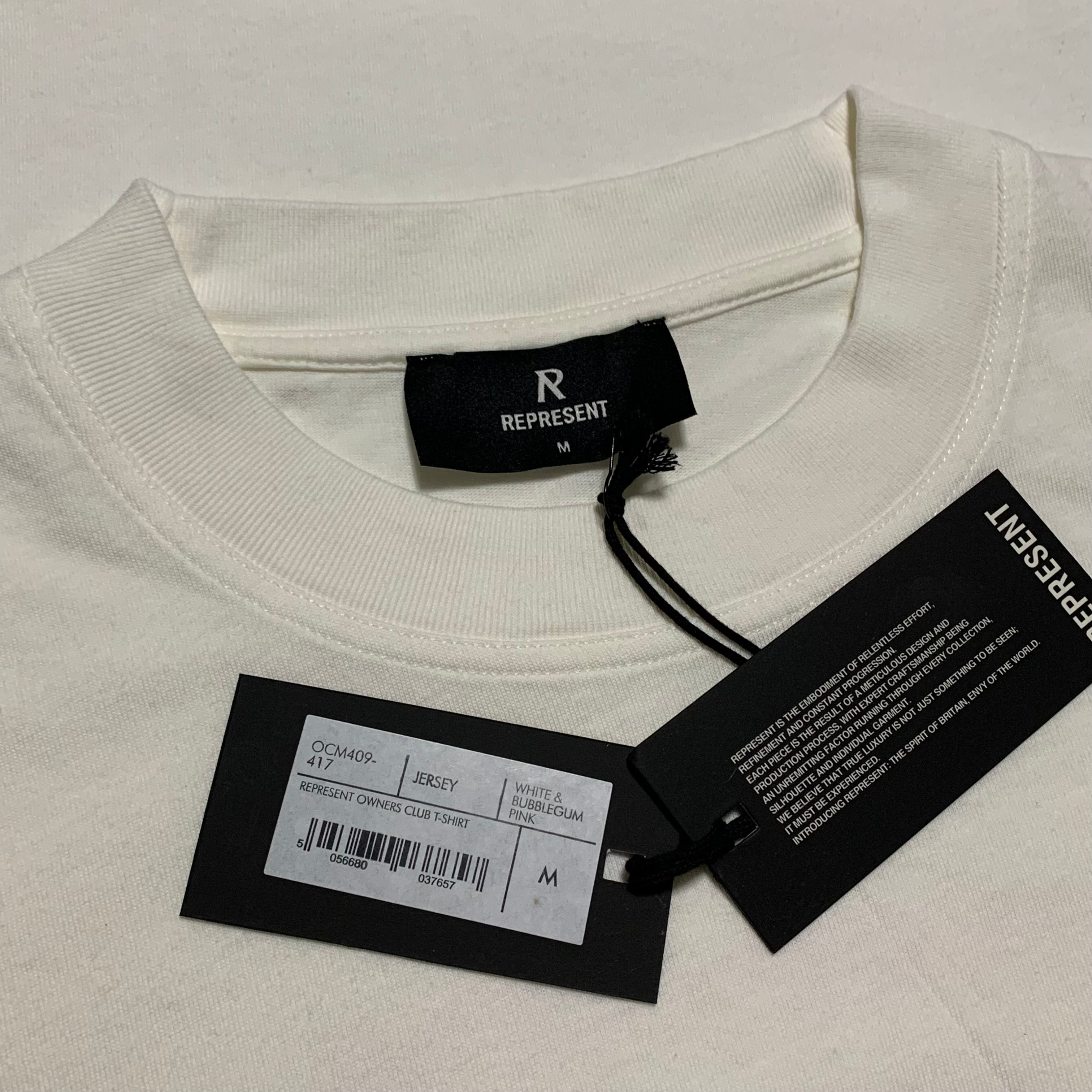 Represent Medium Owners Club Pink Flat White Tee