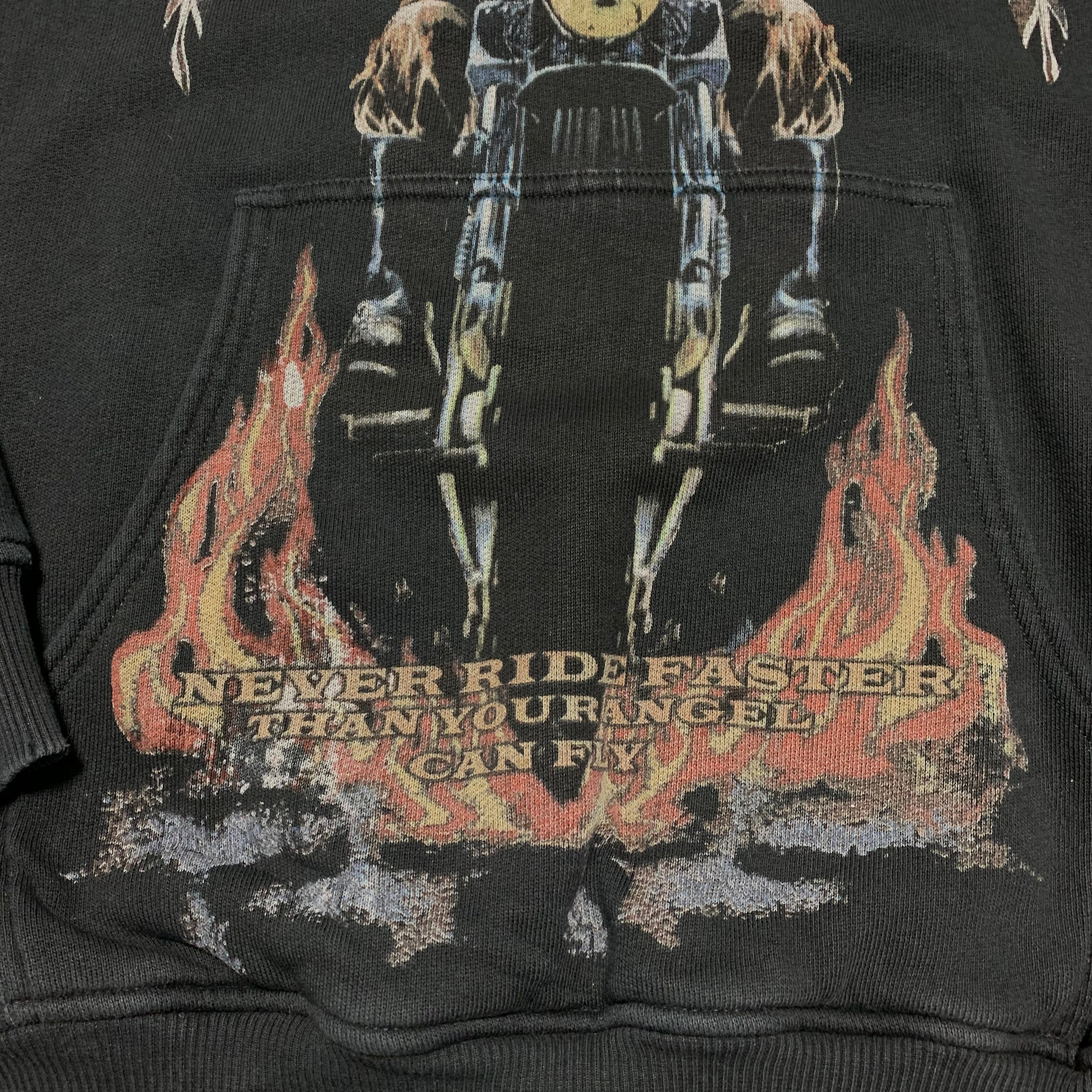 Represent Small Never Ride Faster Vintage Black Hoodie