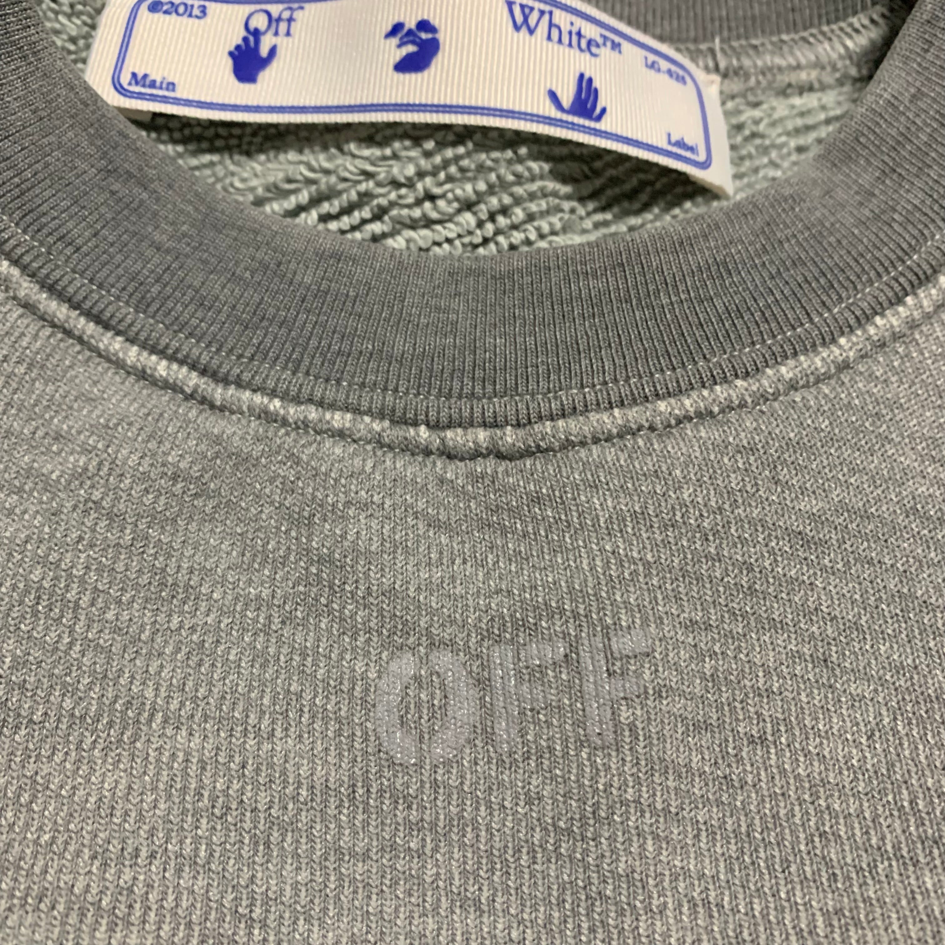 Off White XS Arrows Graphic Grey Sweatshirt Crewneck Virgil Abloh