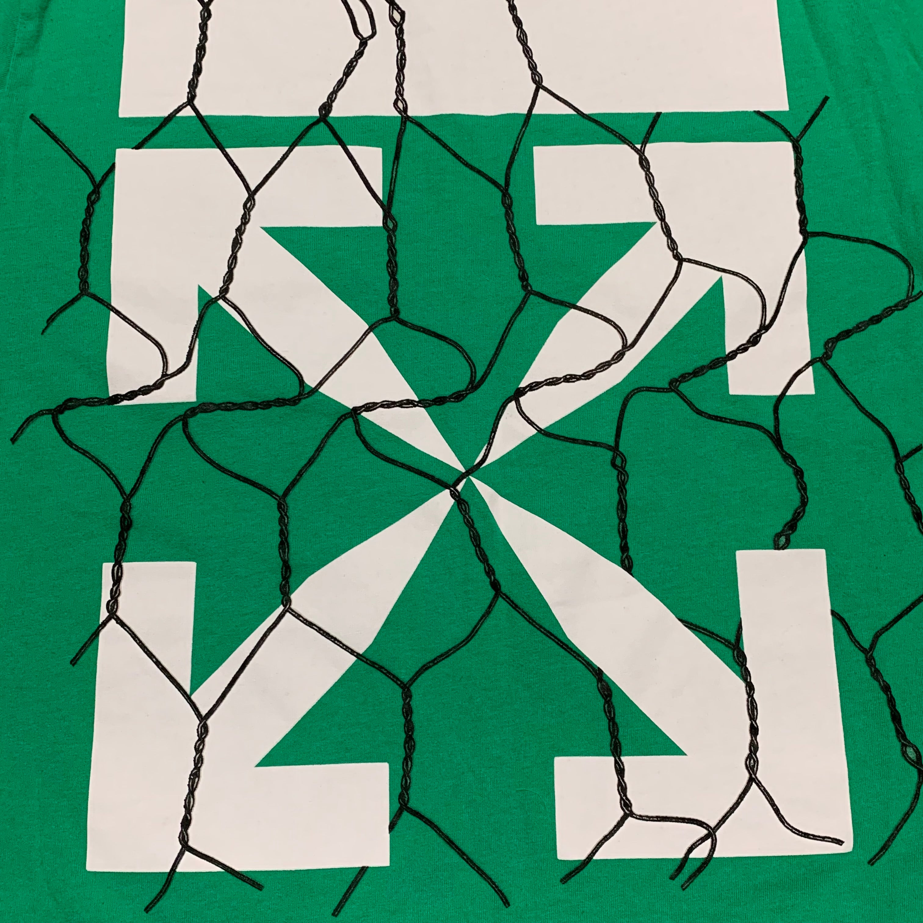 Off White Small Tee Fence Arrows Green T-Shirt Virgil Abloh