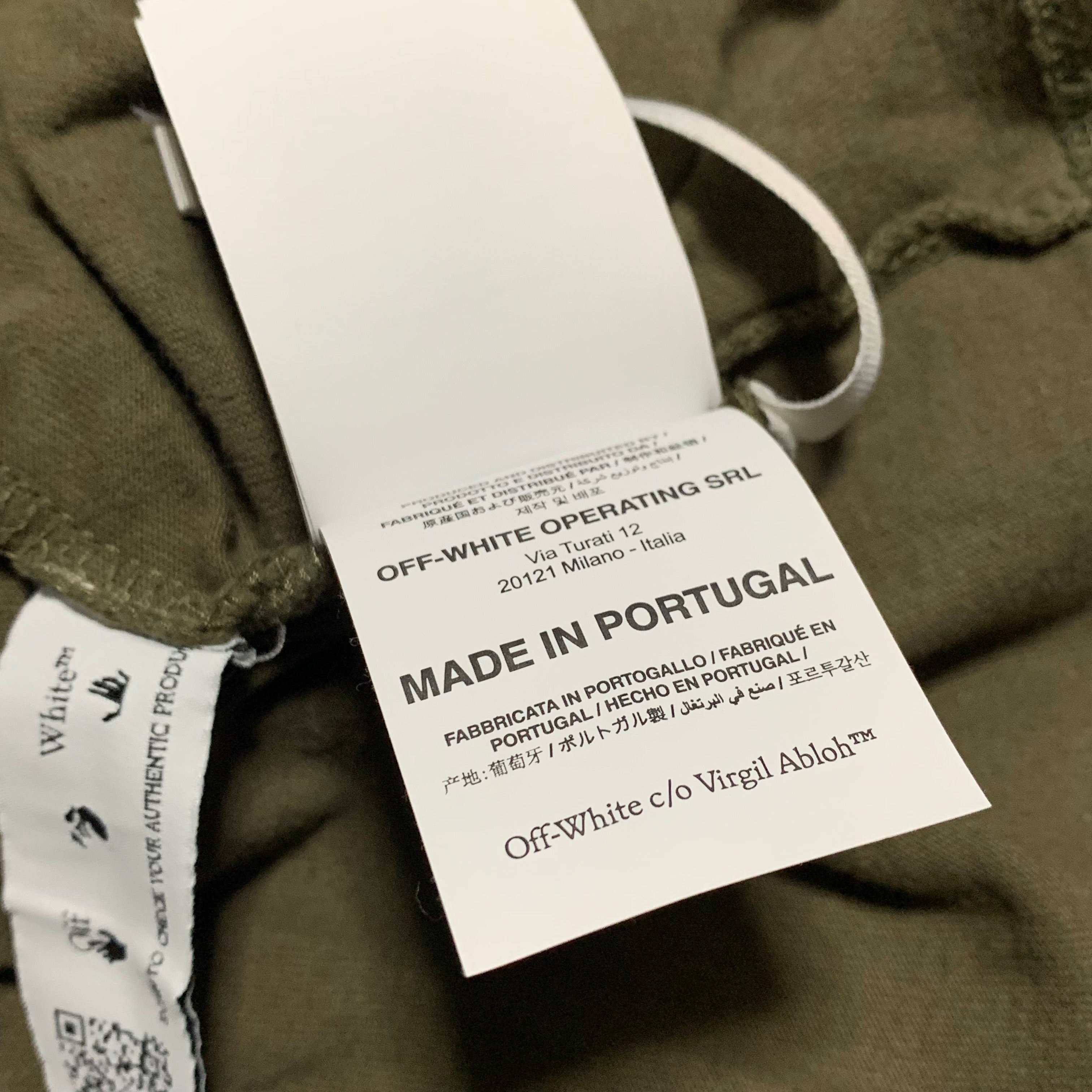 Off White Large Diagonal Tab Khaki Green Tee Virgil Abloh