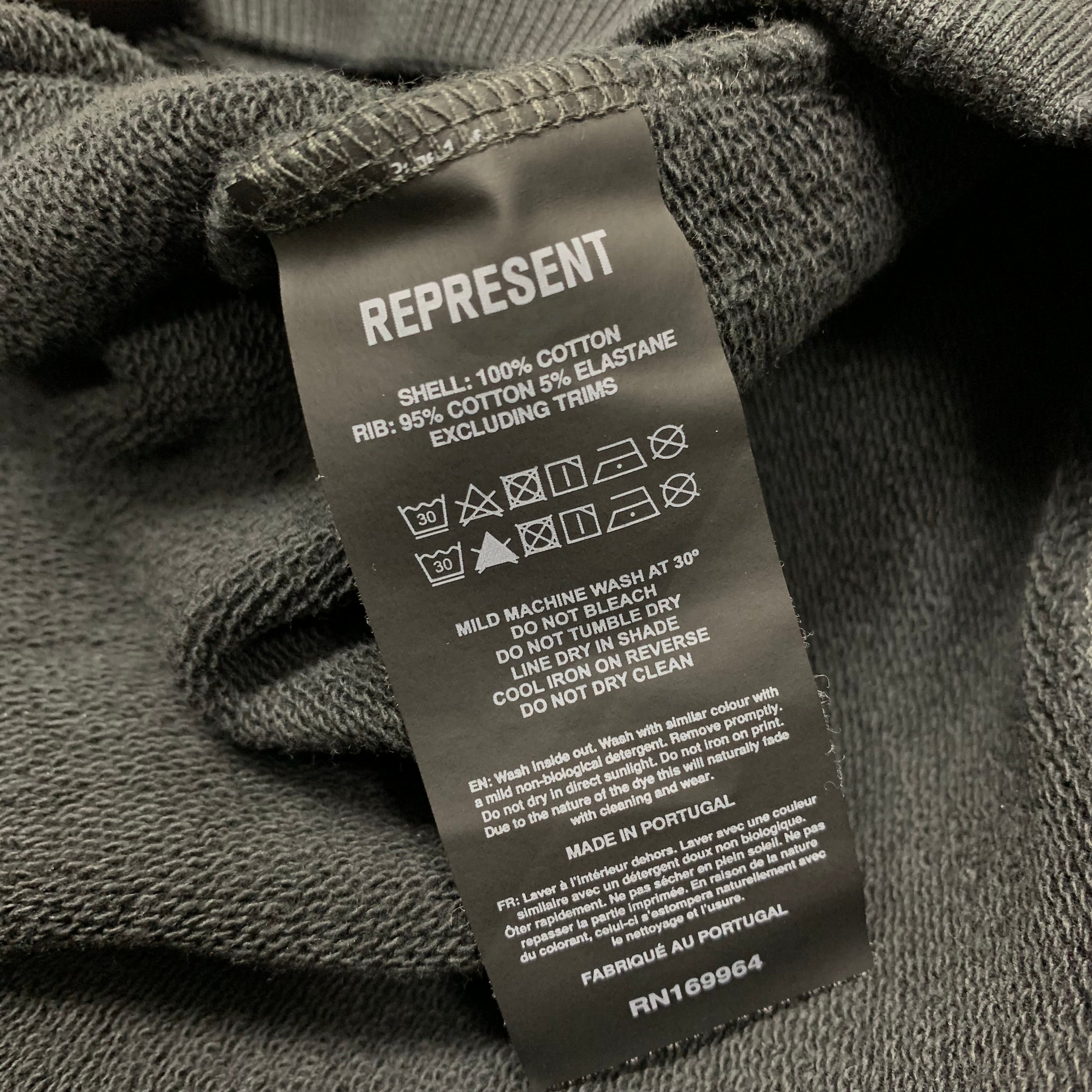 Represent XXS Sweater Out Of The Shadows Stained Black Oversized Sweatshirt Crewneck