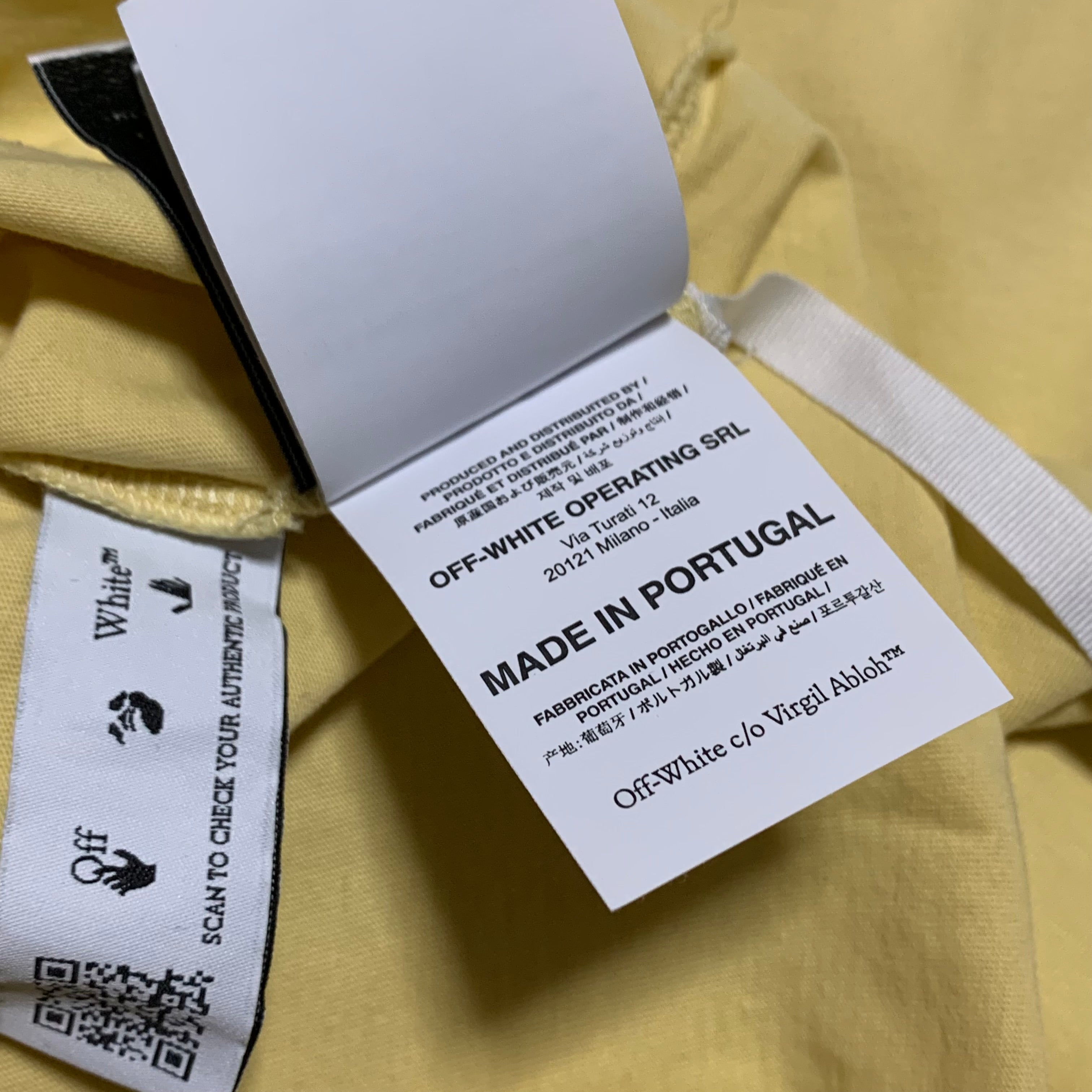 Off White Small Sprayed Off Yellow Tee Virgil Abloh