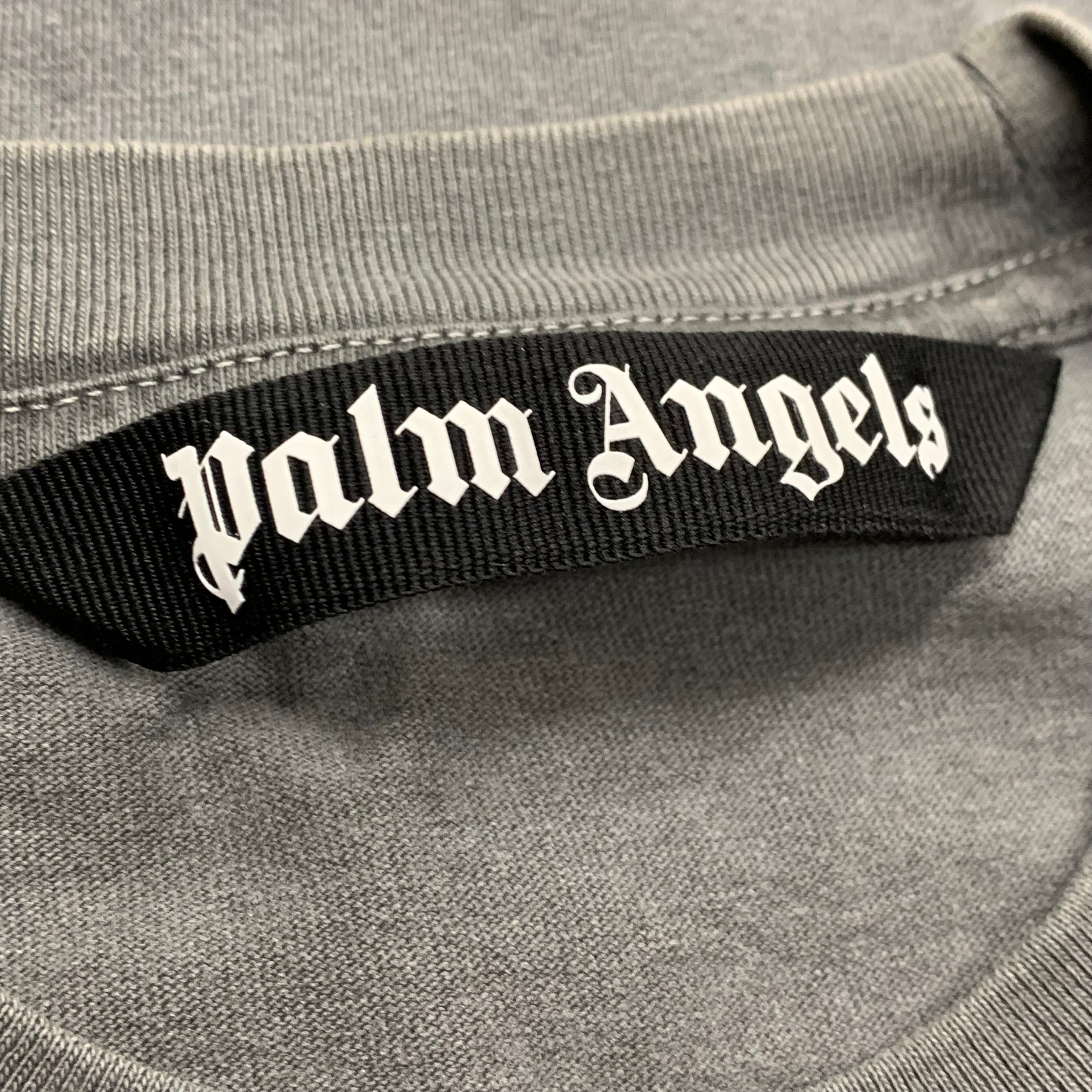 Palm Angels Large Tee Tree Graphic Vintage Grey T-Shirt
