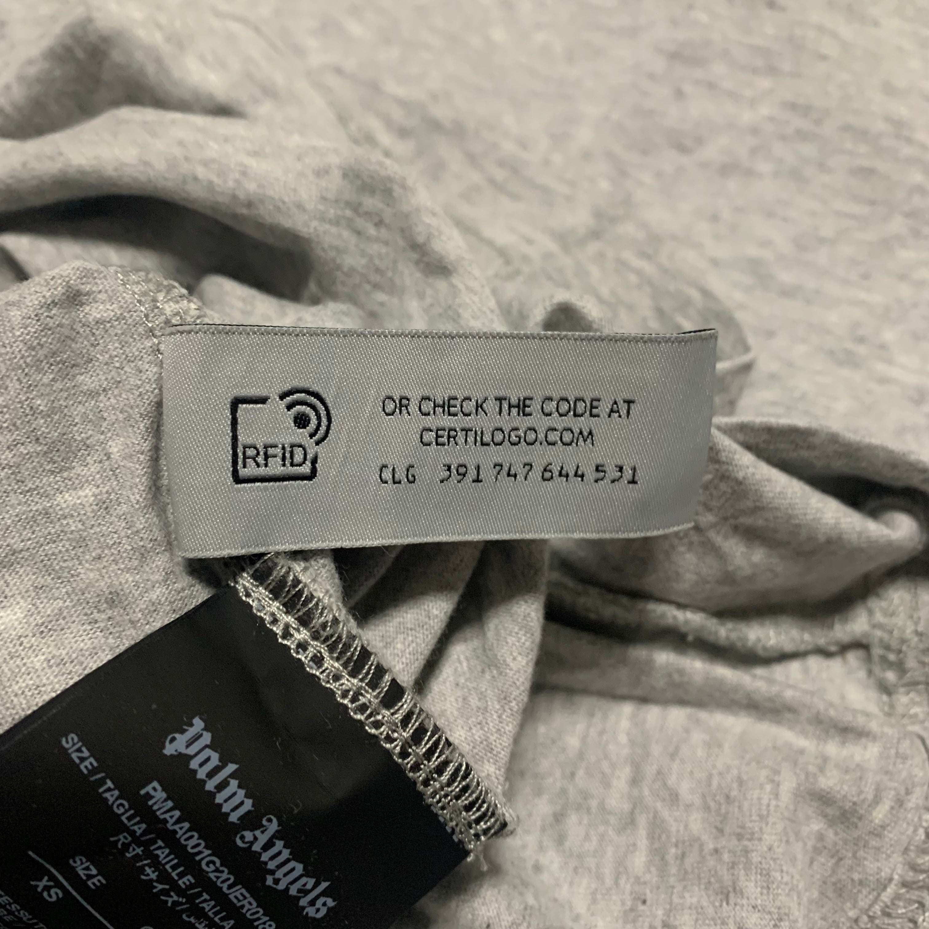 Palm Angels XS Paint Splatter Logo Grey Tee