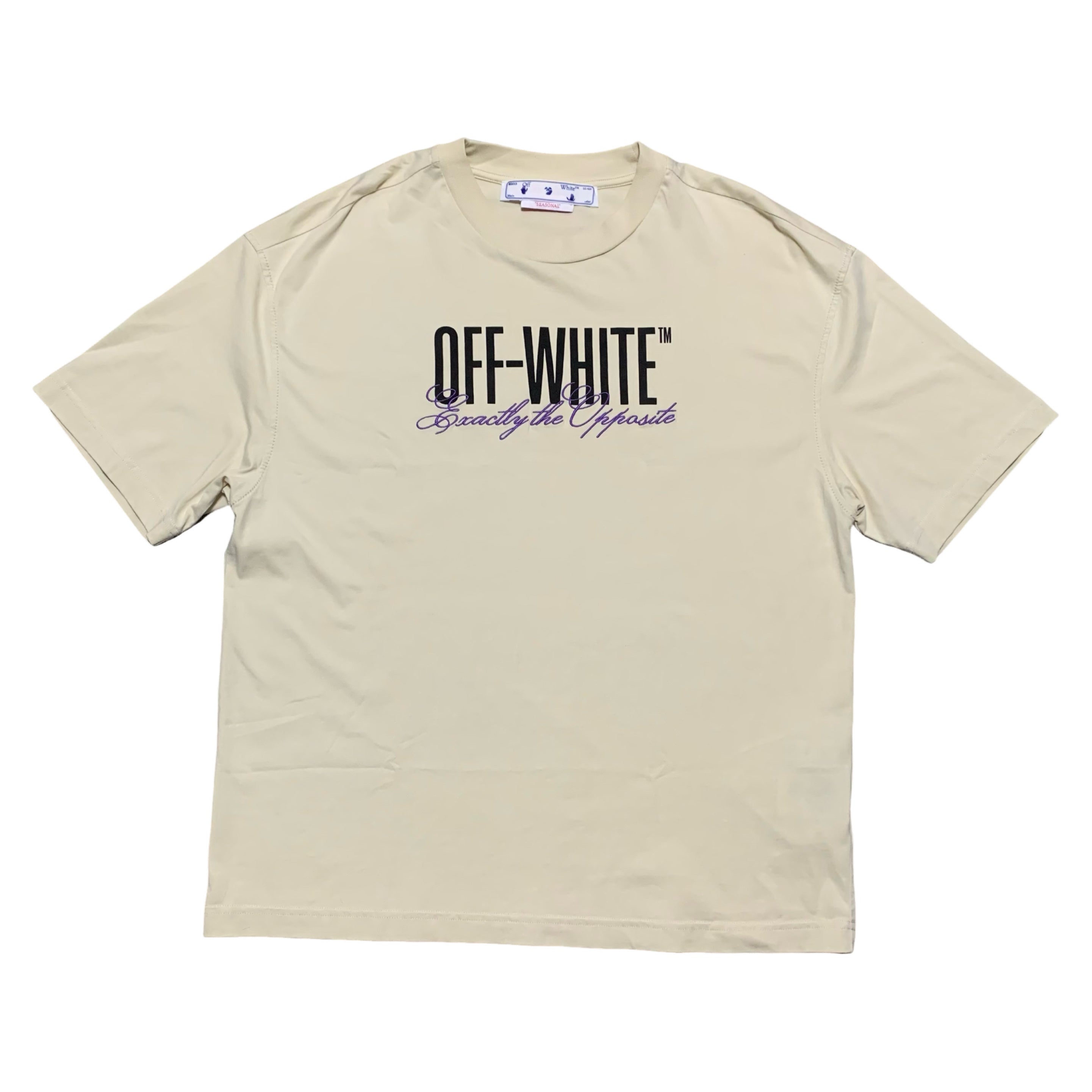 Off White Small Exactly The Opposite Cream White Tee Virgil Abloh