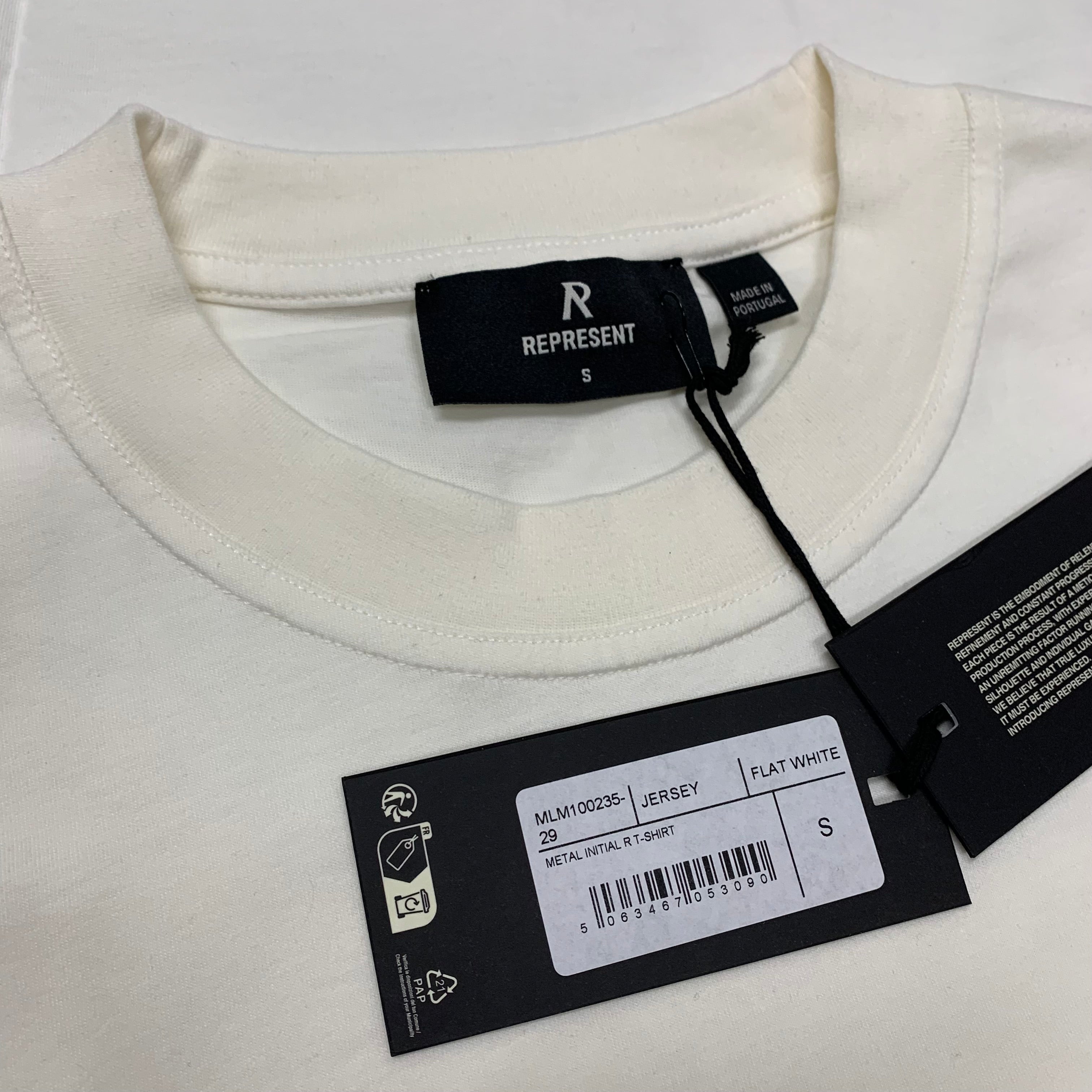 Represent Small Tee Metal Initial R Flat White T-Shirt