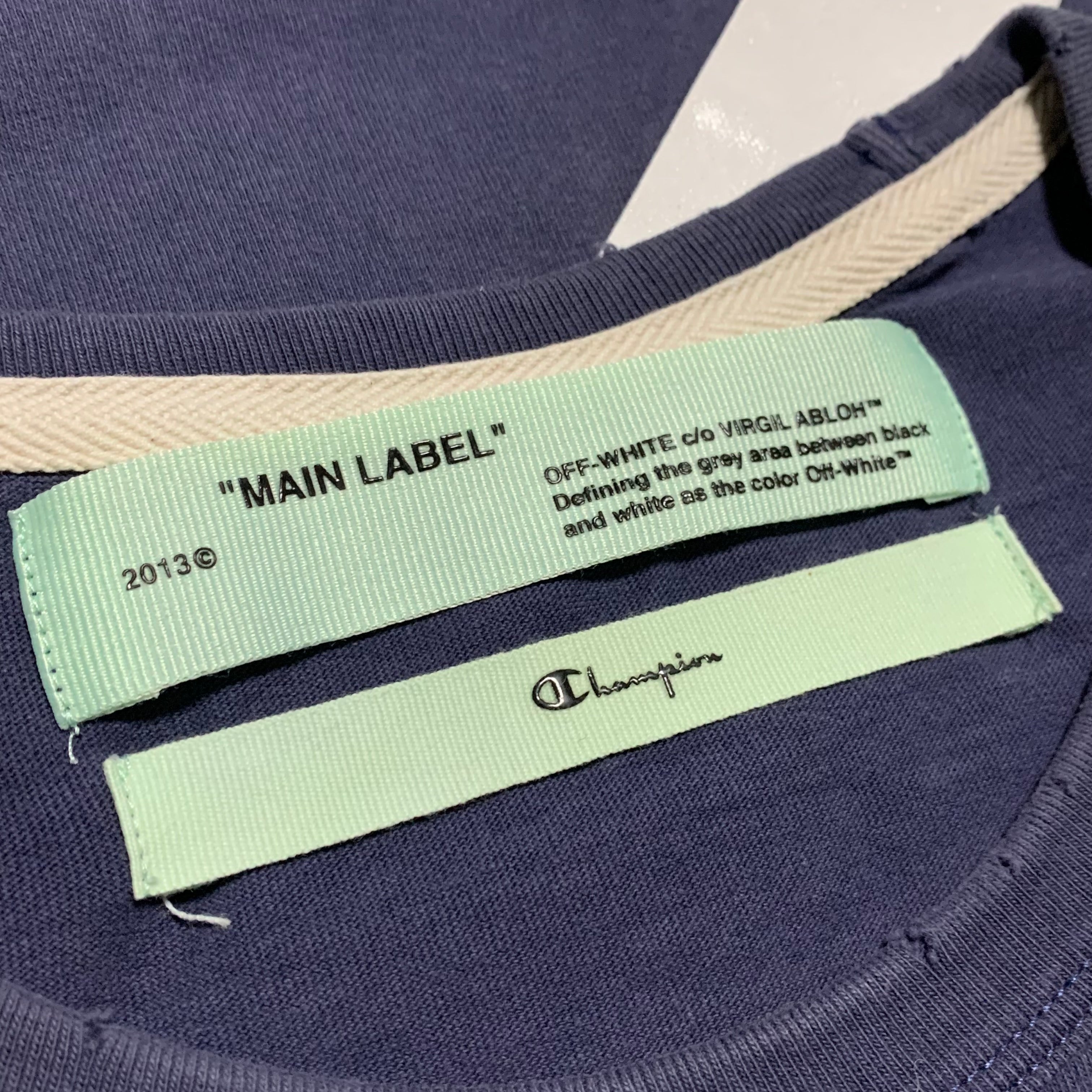 Off White Medium Champion Arrows Dusty Blue Tee Virgil Abloh