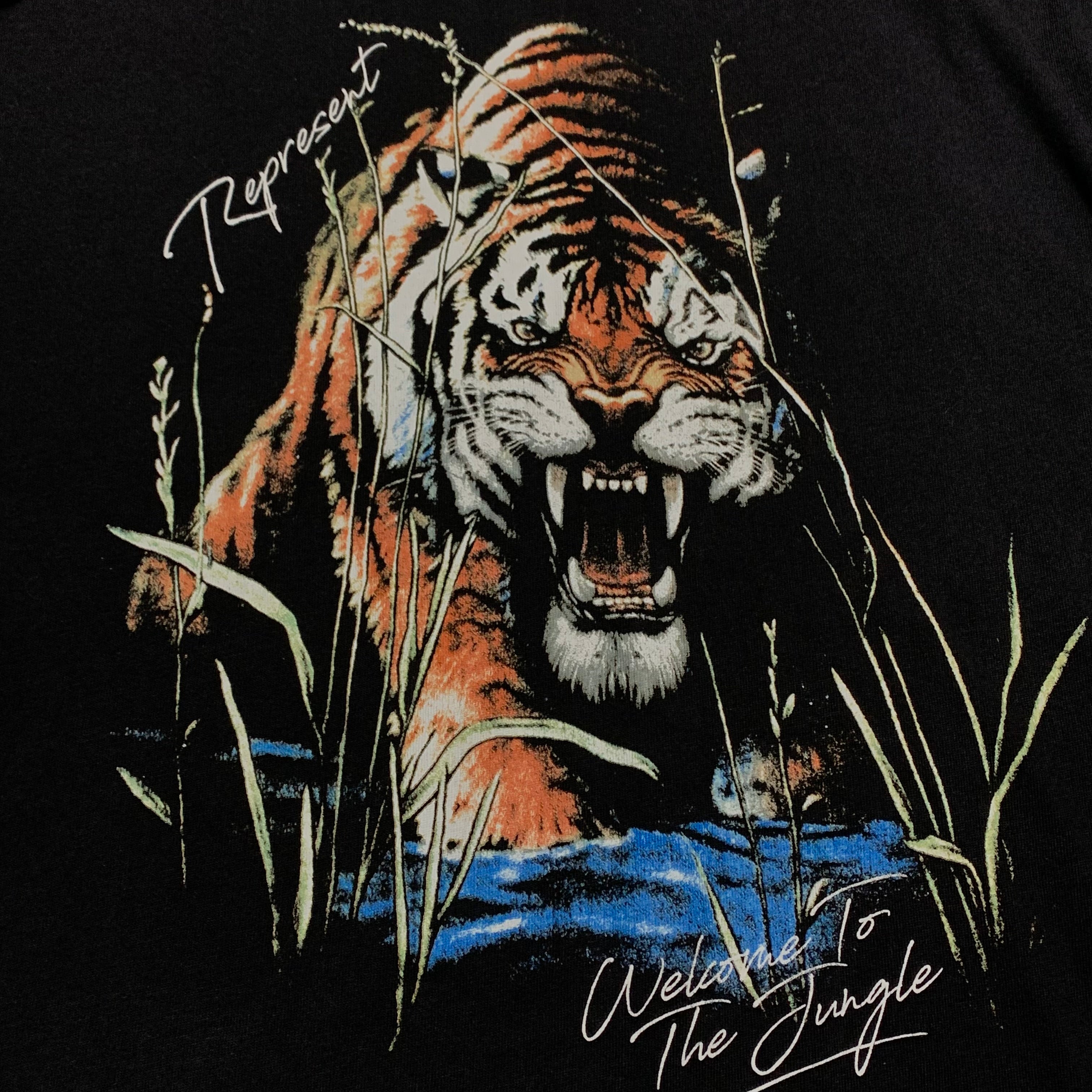 Represent Medium Tiger Jet Black Tee Welcome To The Jungle
