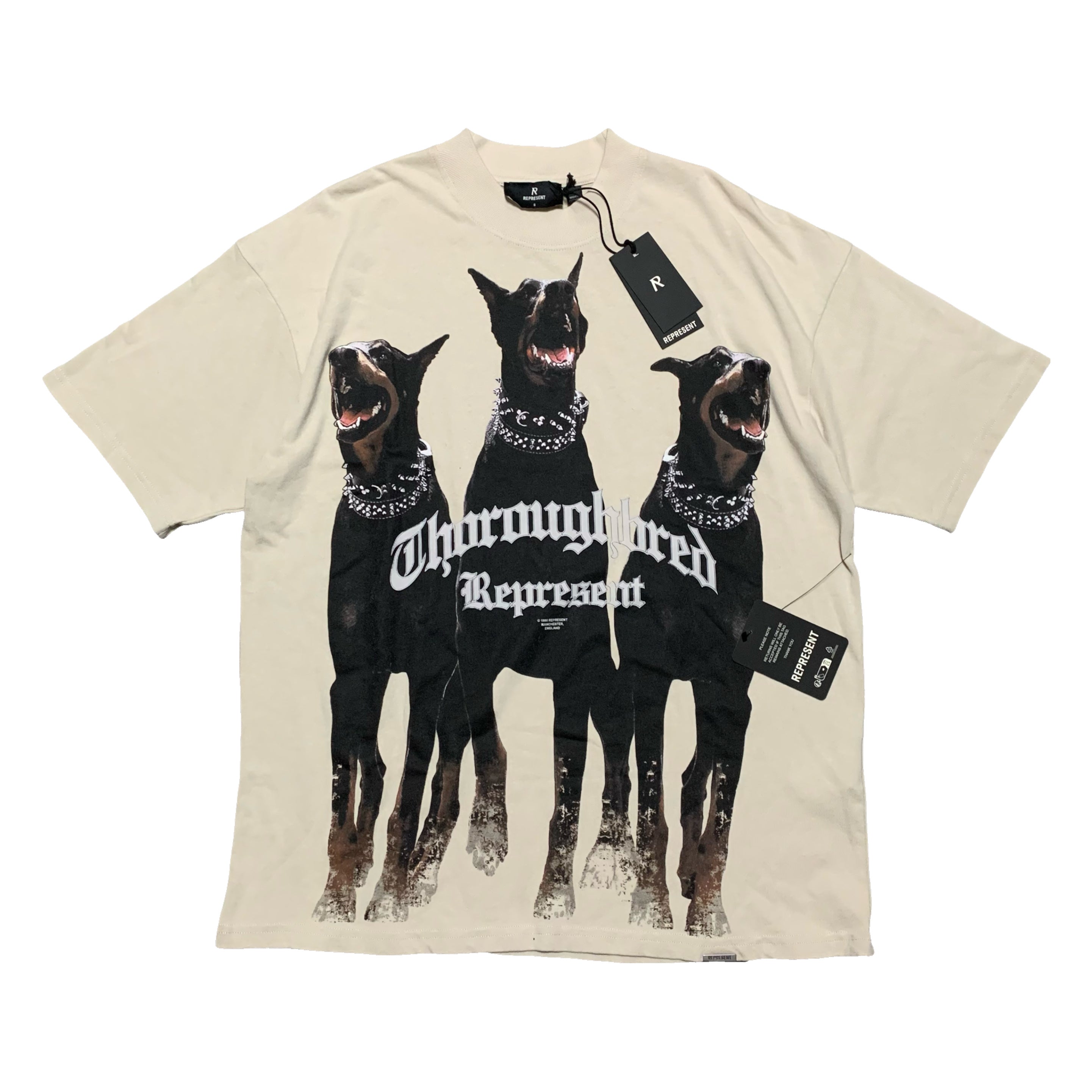 Represent Small Tee Thoroughbred Dog Vintage White T-Shirt
