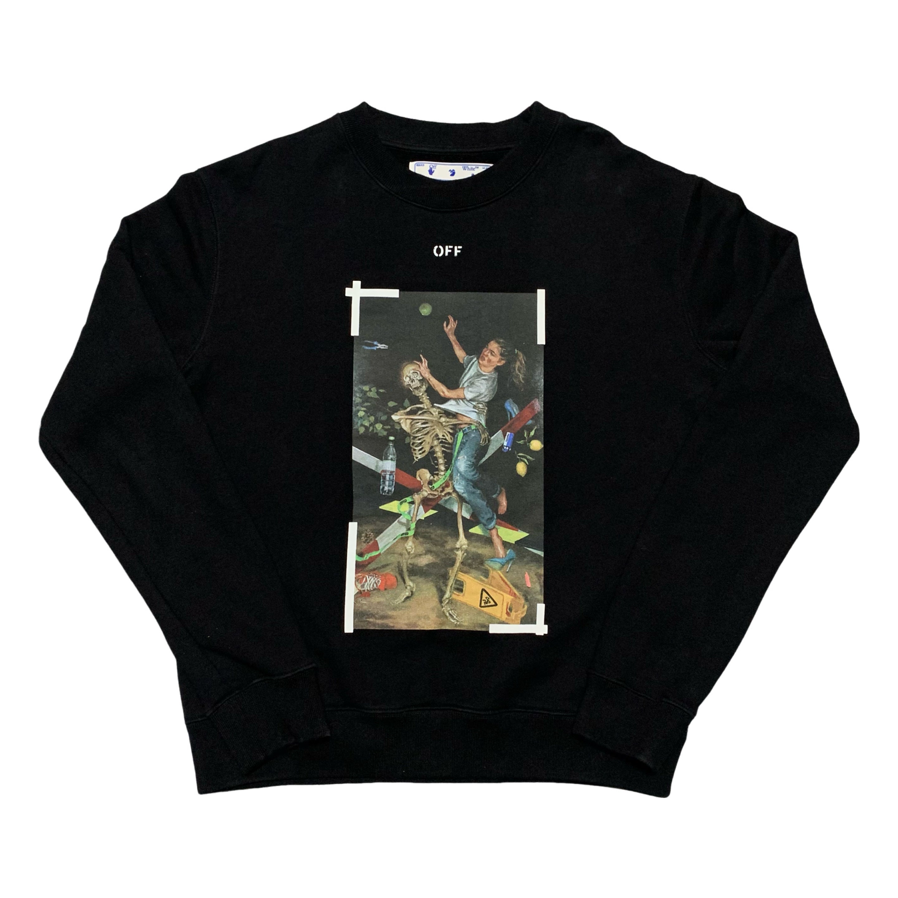 Off White Medium Pascal Arrows Black Sweatshirt Crewneck Skeleton Virgil Abloh