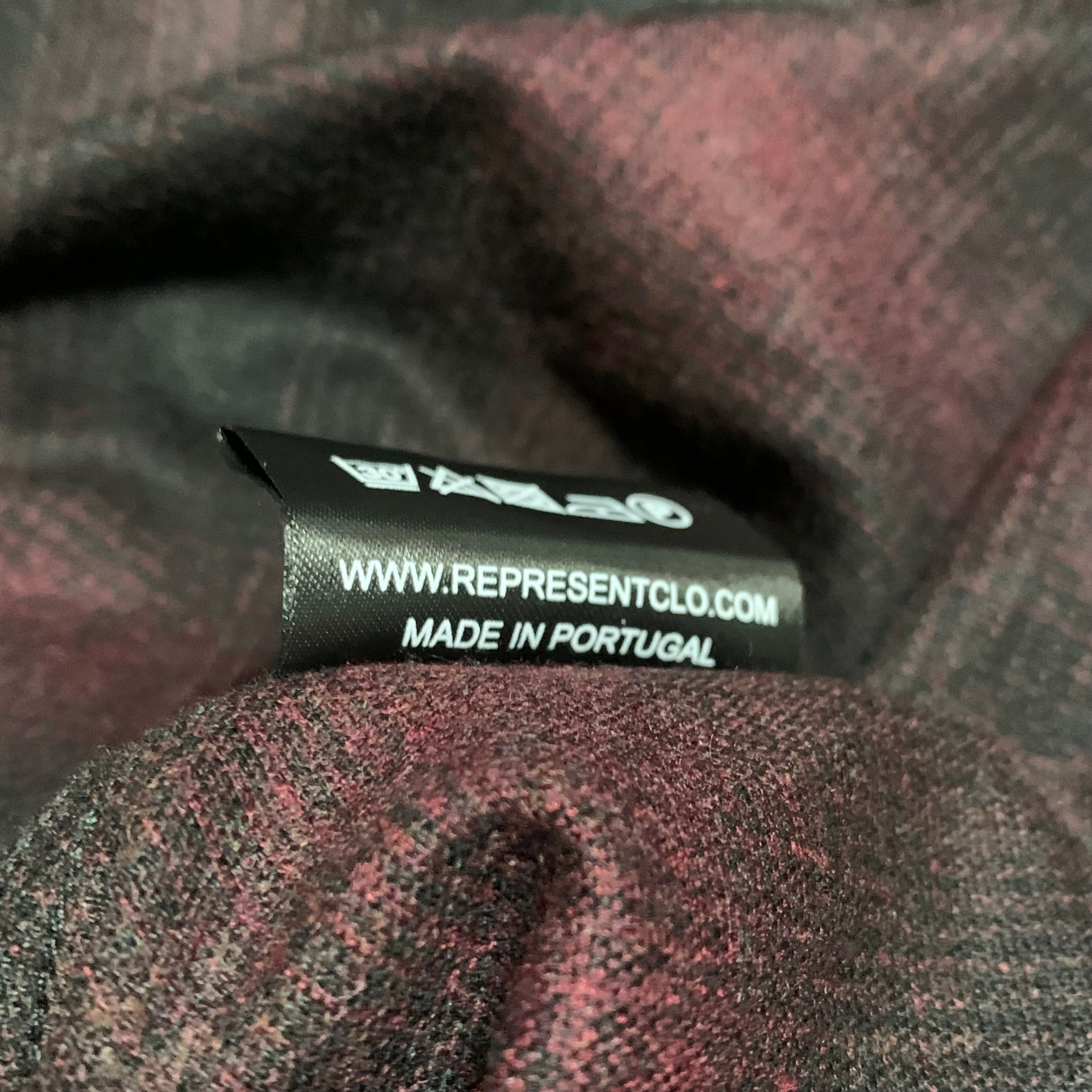 Represent Small Shirt Button Check Burgundy Shirt Top