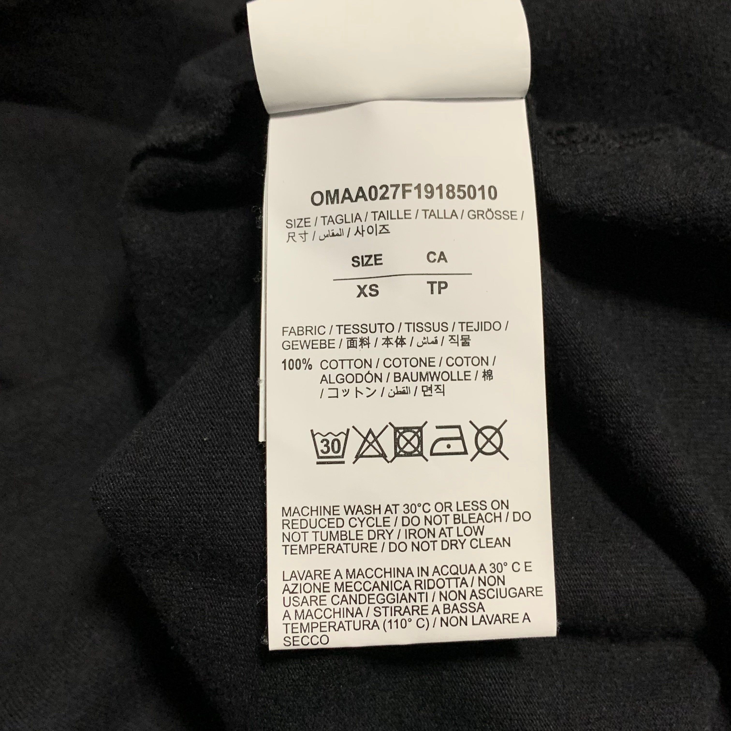 Off White XS Yellow Acrylic Arrows Black Tee Virgil Abloh