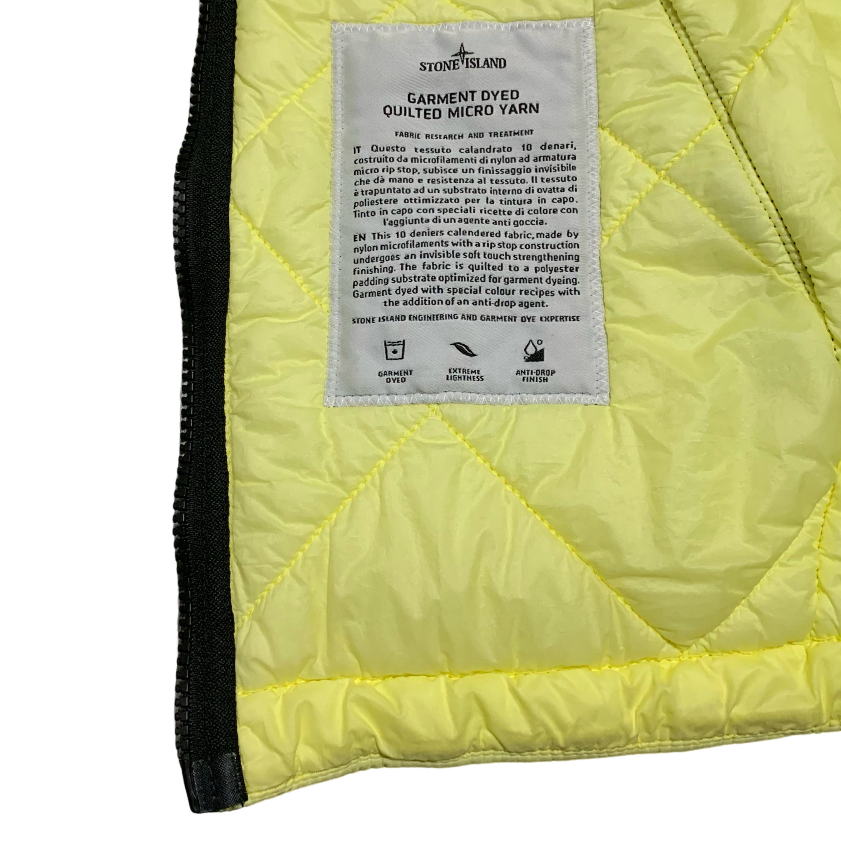 Stone Island Medium Yellow Garment Dyed Quilted Micro Yarn Hooded Jacket 2019