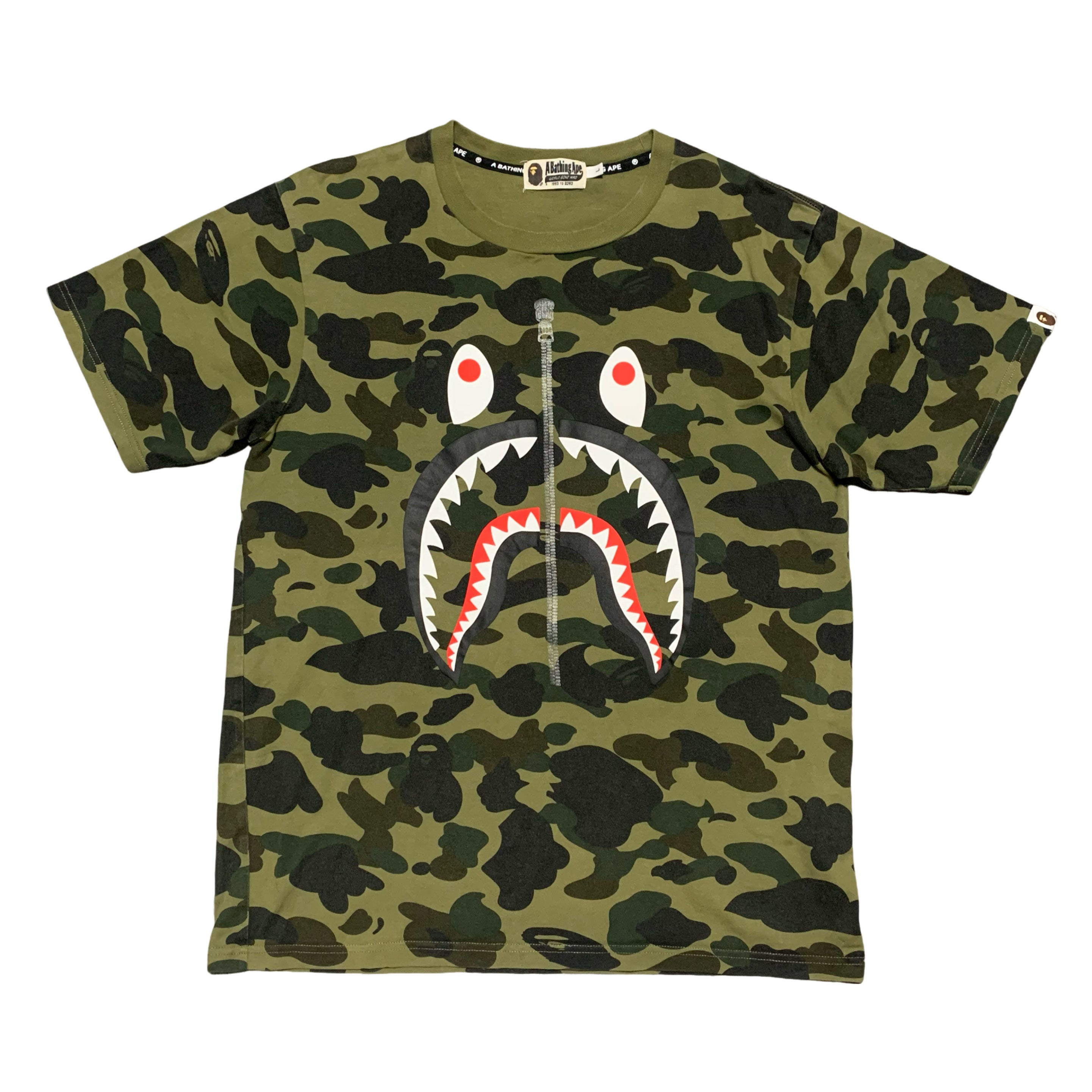 Bape Large Shark Green 1st Camo Tee A Bathing Ape