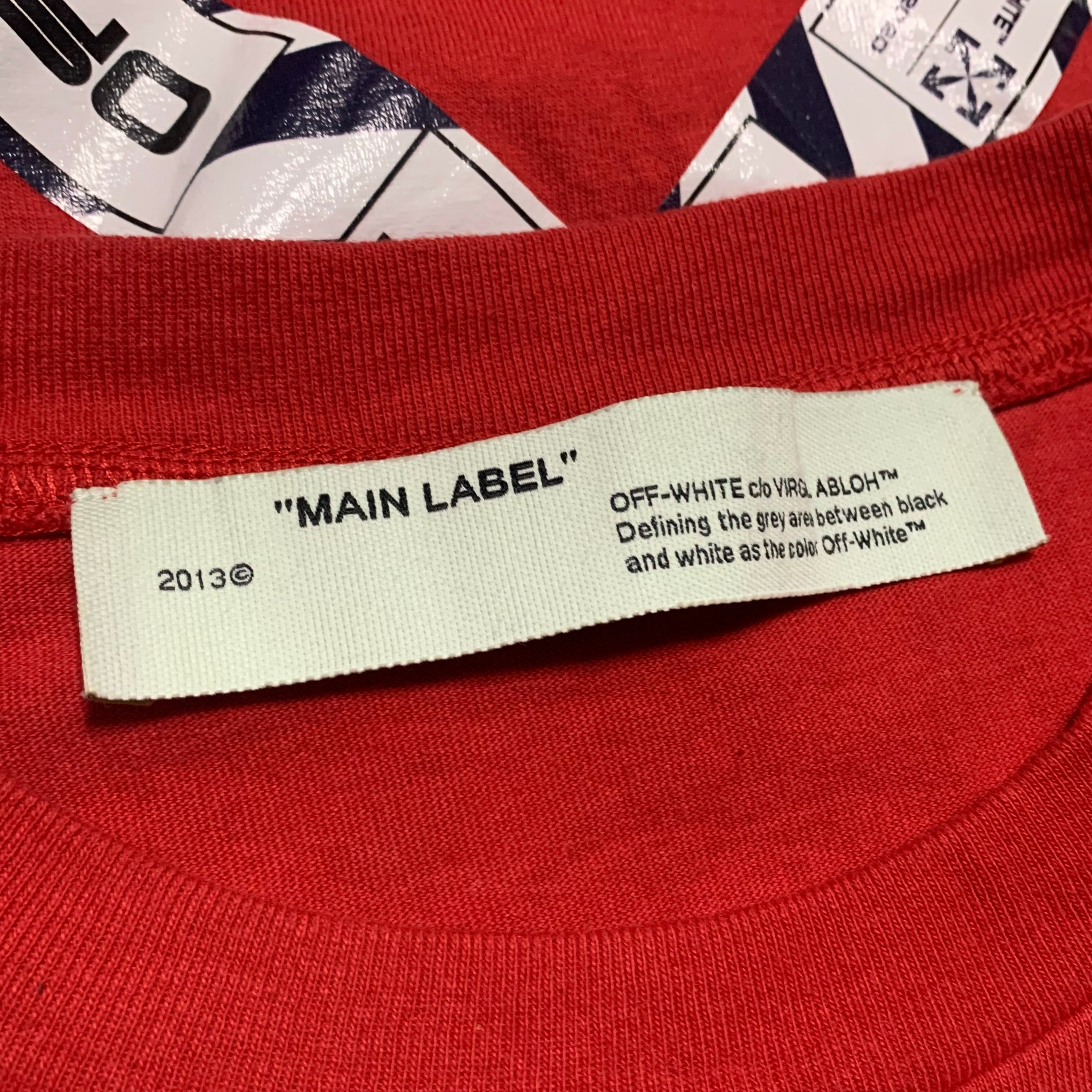 Off White Large Airport Arrows Red Tee Virgil Abloh