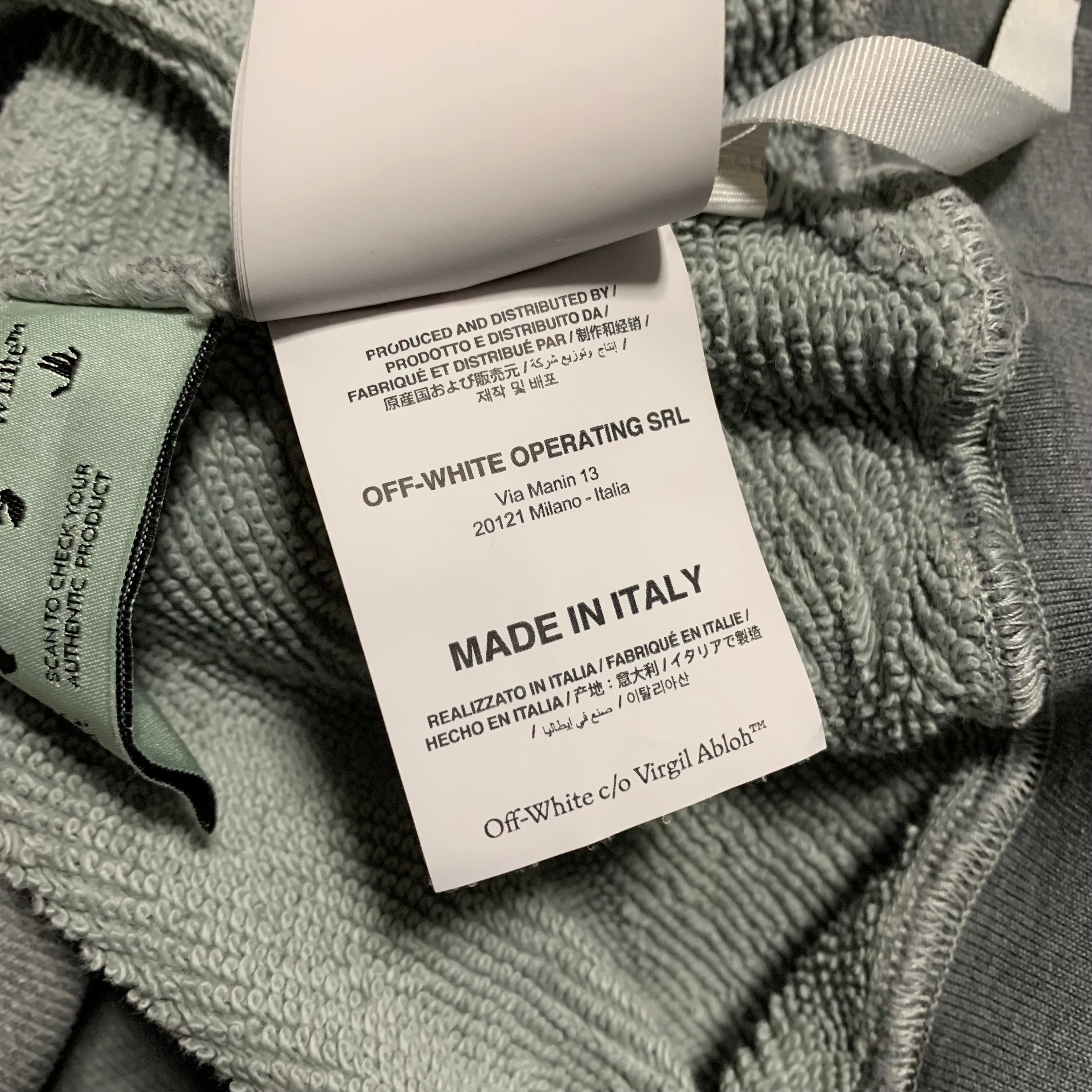 Off White XS Arrows Graphic Grey Sweatshirt Crewneck Virgil Abloh