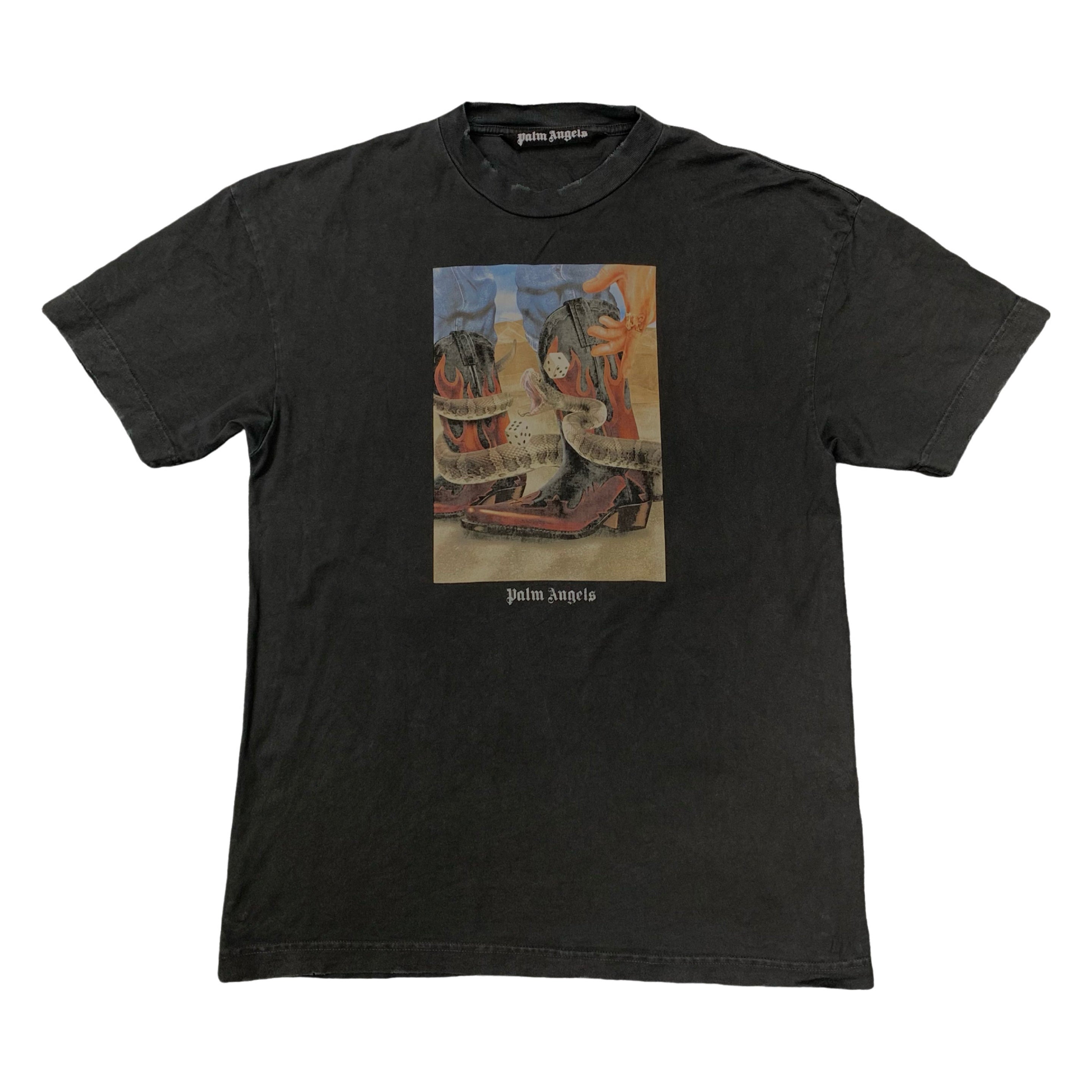 Palm Angels Small Tee Dice Game Classic Black T-Shirt Distressed