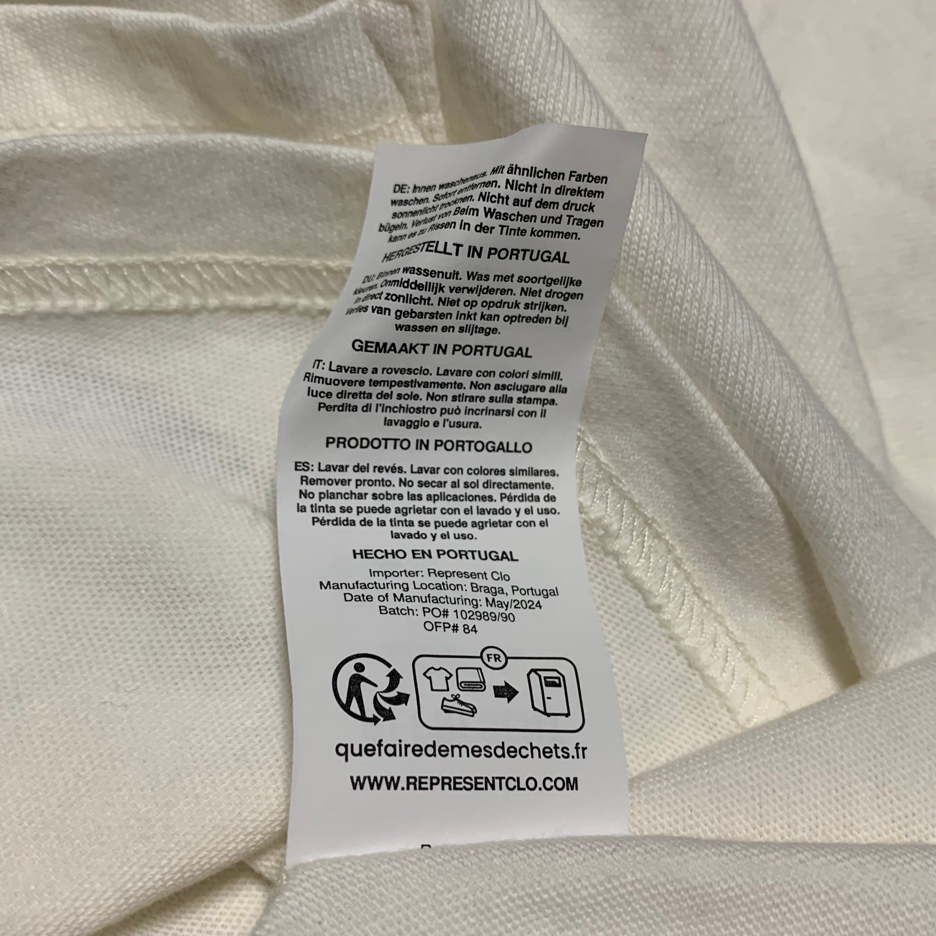 Represent Medium Classic Parts Flat White Pocket Tee