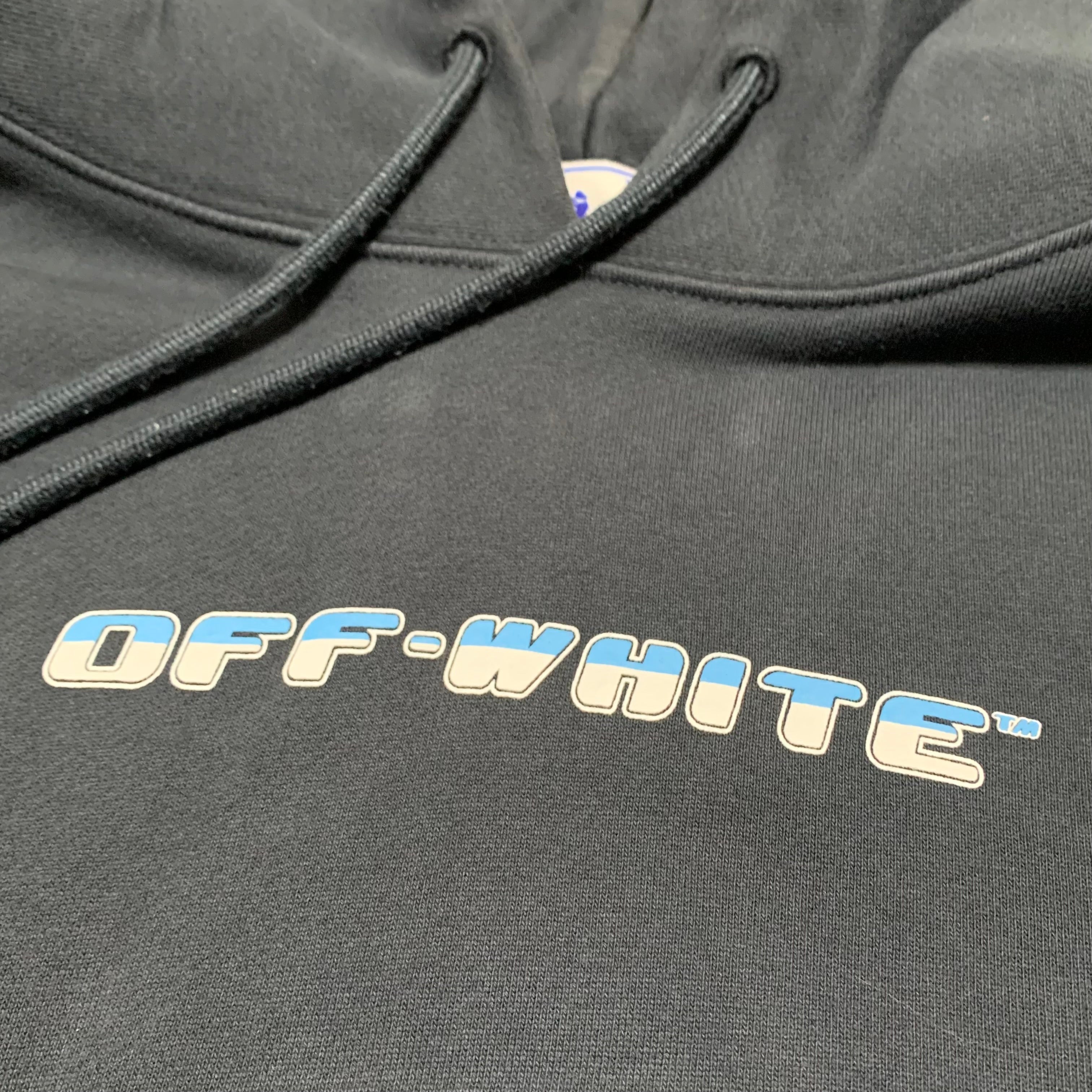 Off White XL Between Arrows Blue Hoodie Virgil Abloh