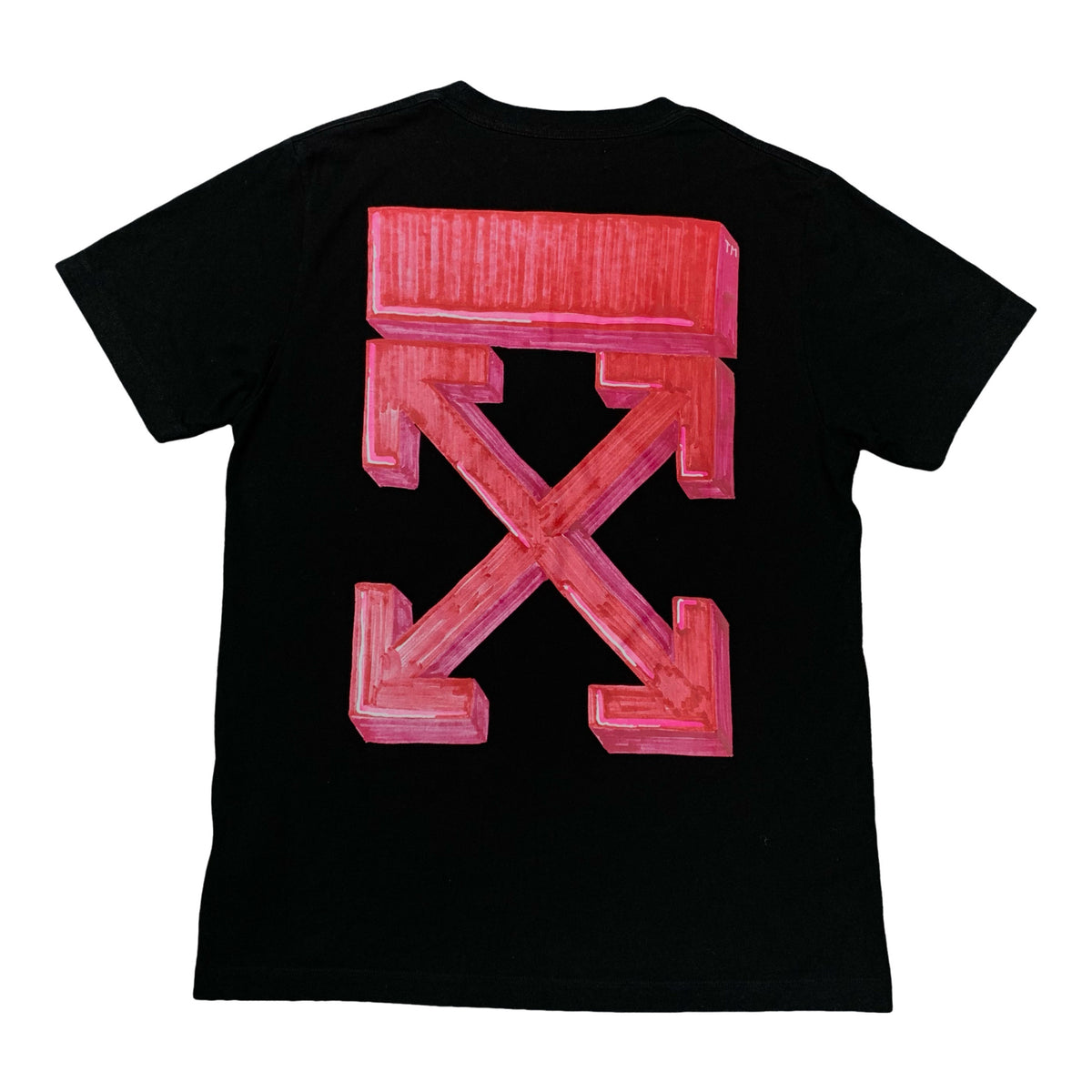 Off White Large Tee Pink Marker Arrows Black T-Shirt Virgil Abloh