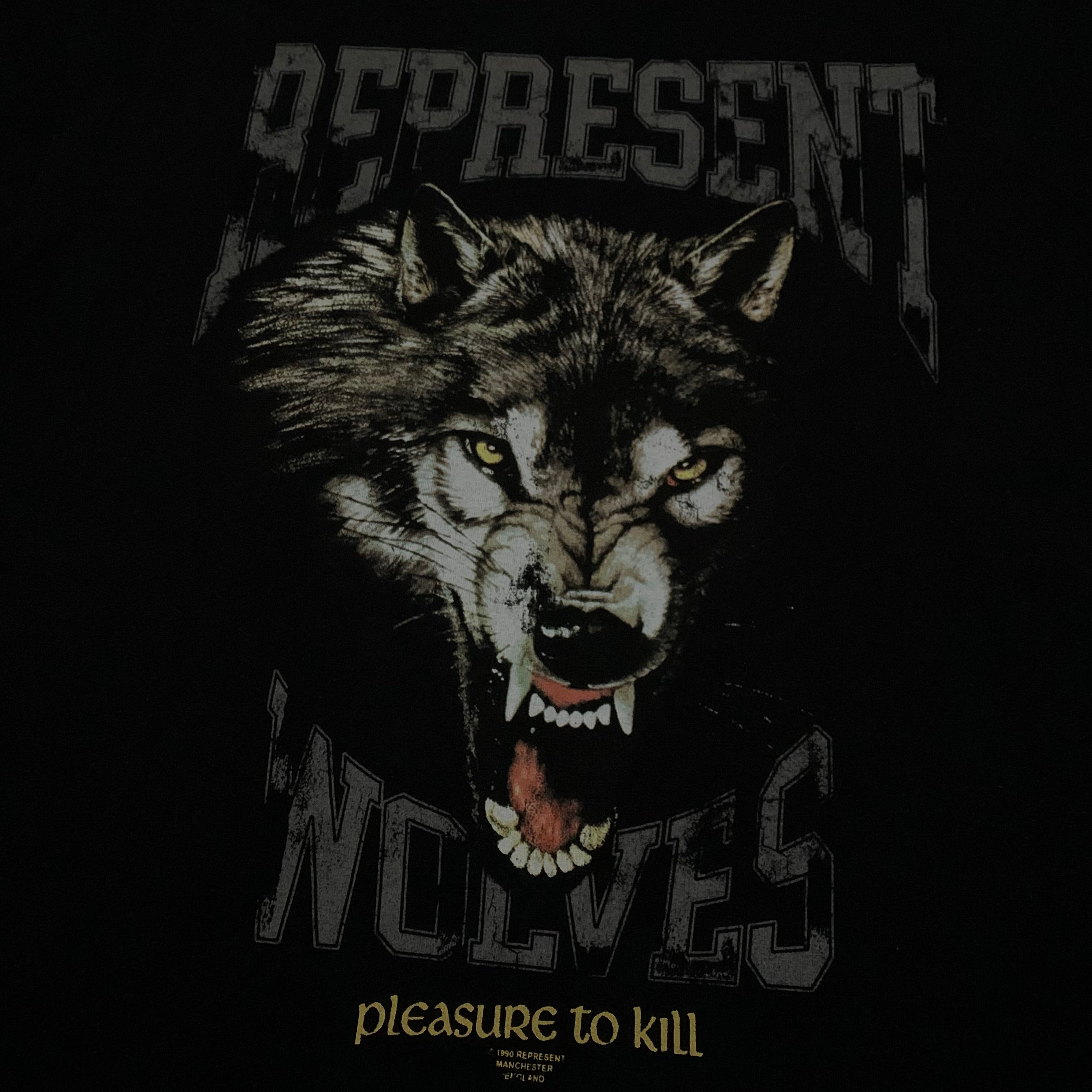 Represent Medium Pleasure To Kill Jet Black Tee Wolves