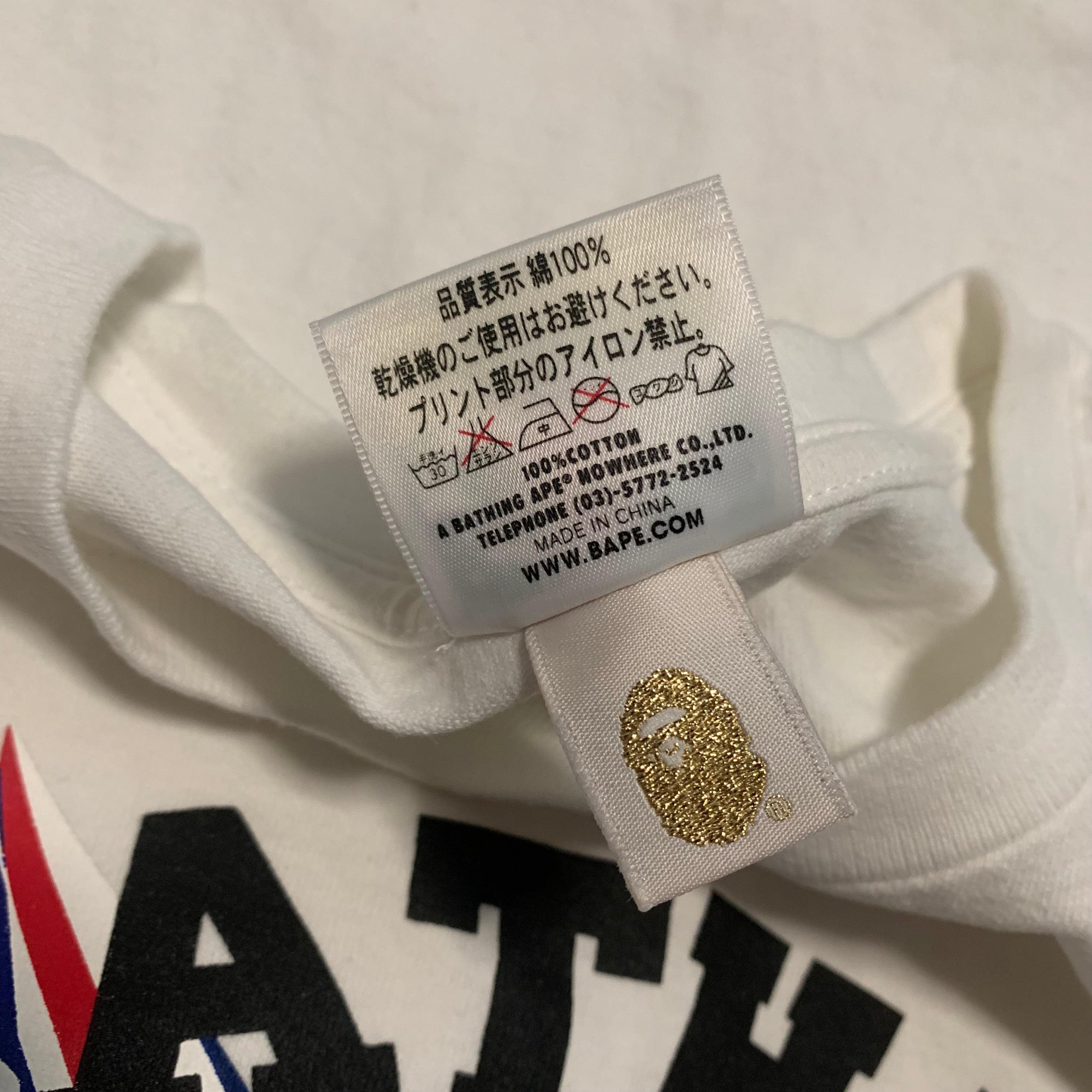 Bape Medium College London Union Jack Flag White Tee A Bathing Ape