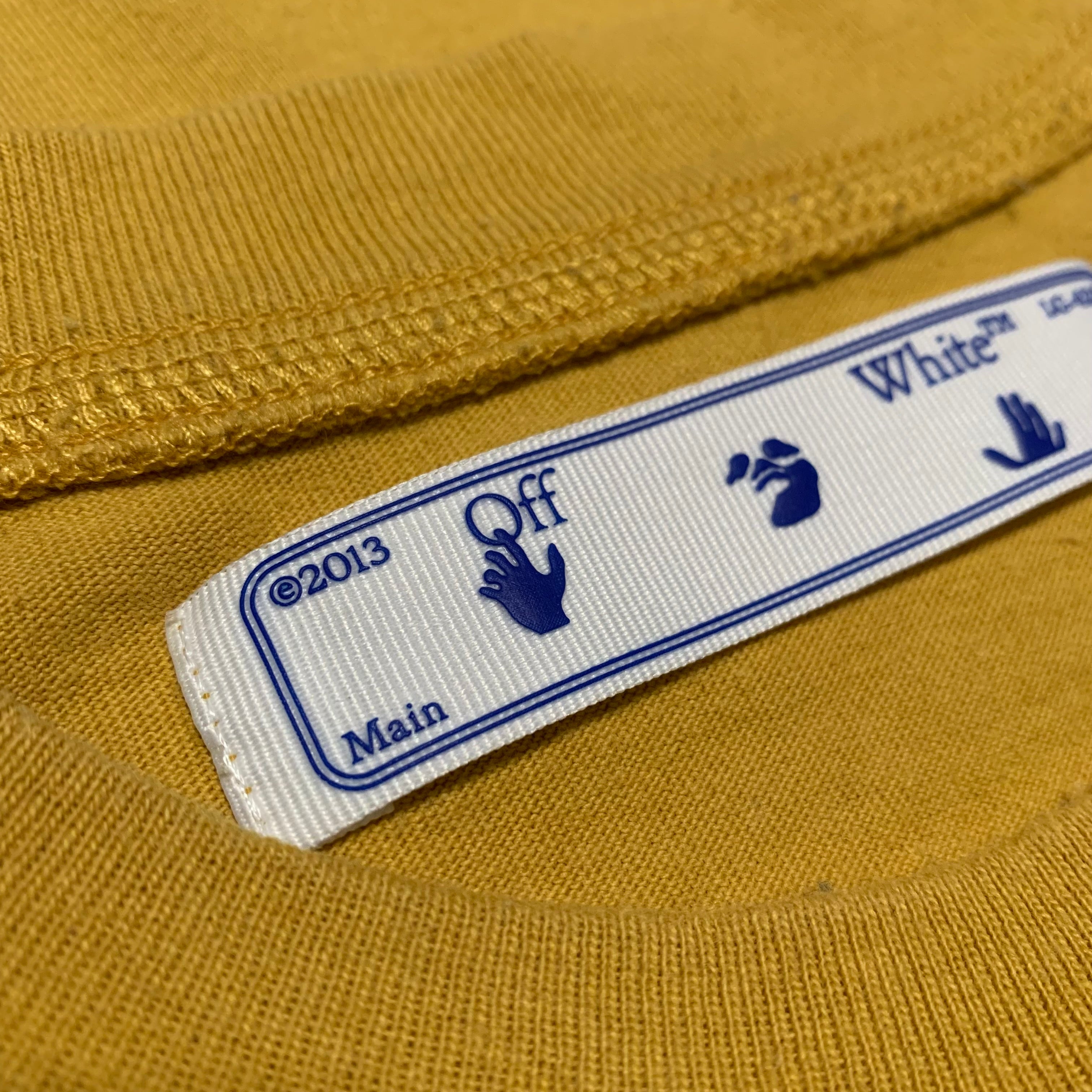 Off White Small Agreement Arrows Yellow Tee Virgil Abloh (OMAA027F20FAB013)