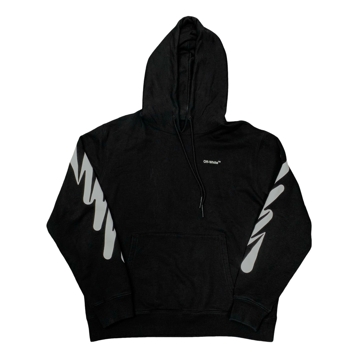 Off White XXL Hoodie Wave Diagonal Black Hoodie Virgil Abloh
