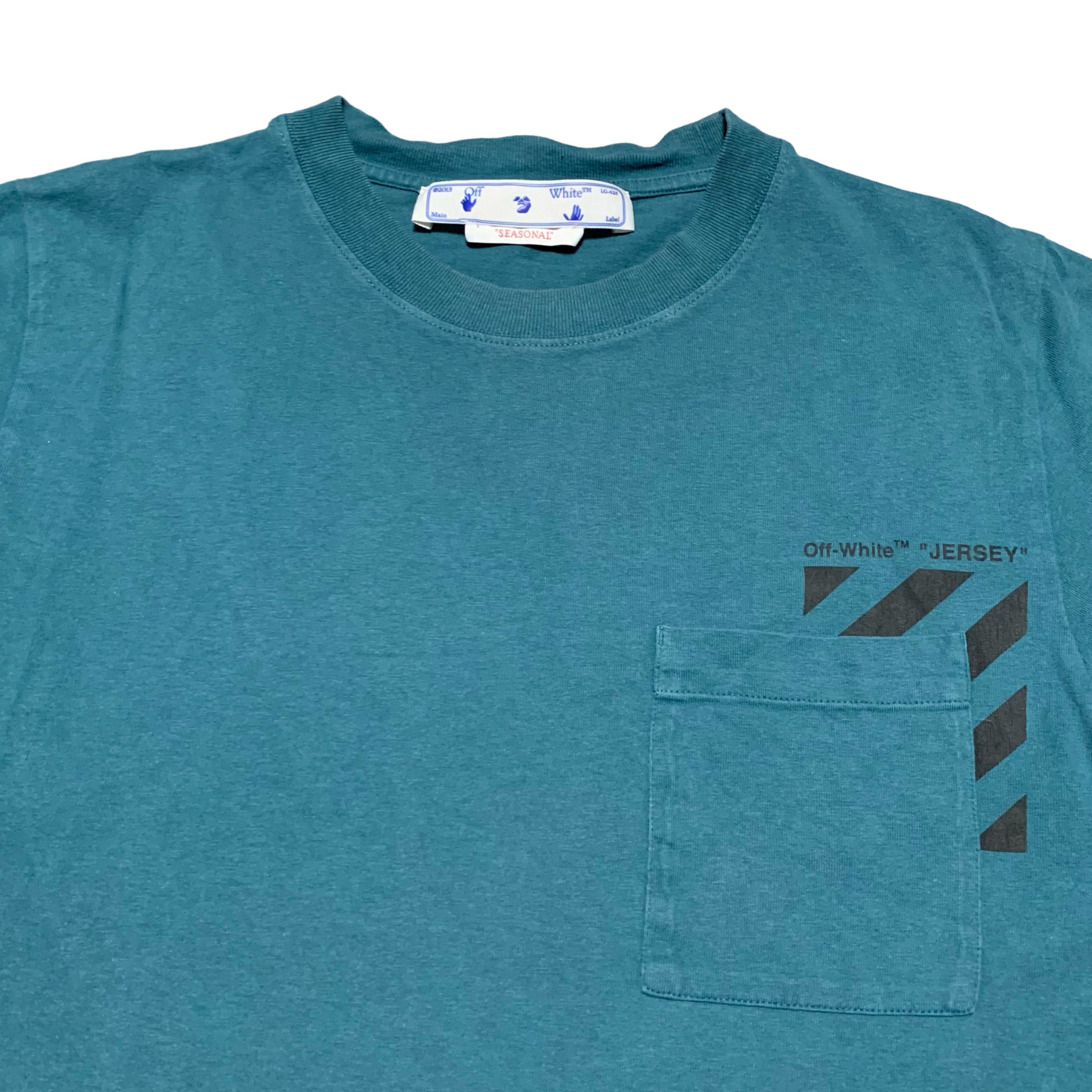 Off White Small Diag Pocket Tee Jade Green Blue Virgil Abloh