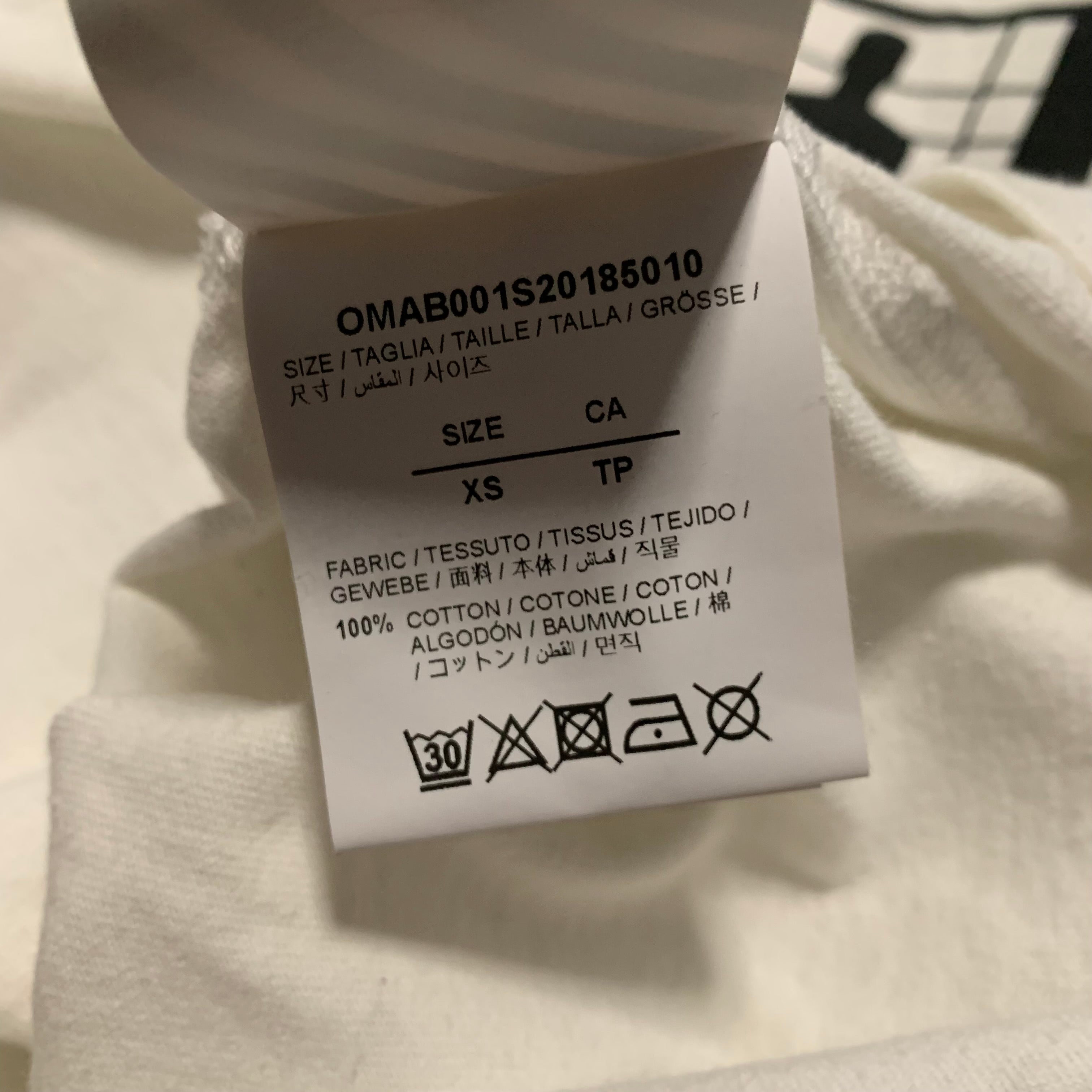 Off White XS Half Arrows Man White Long Sleeve Tee Virgil Abloh (OMAB001S20185010)