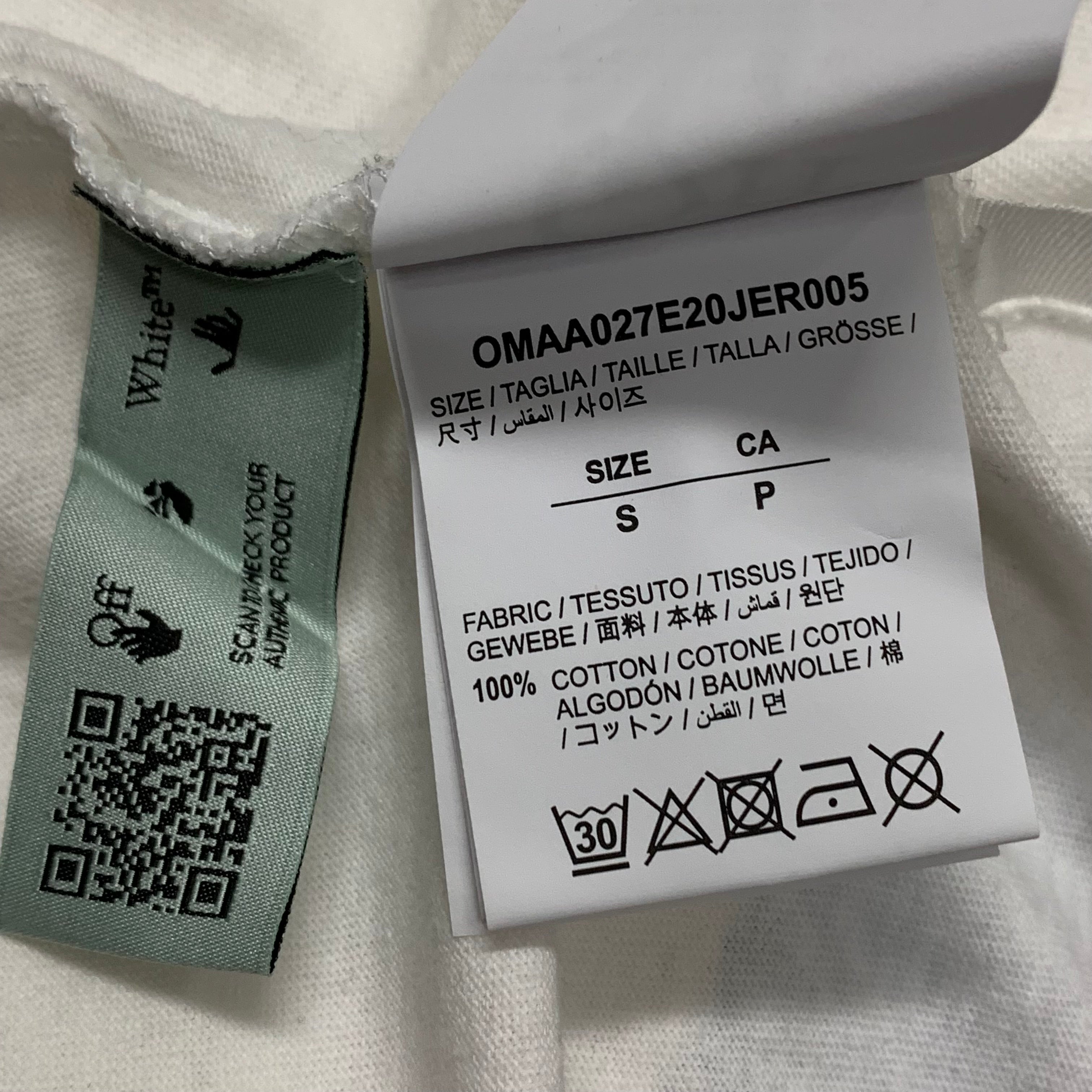 Off White Small Tee Blue Marker Arrows White T-Shirt Virgil Abloh
