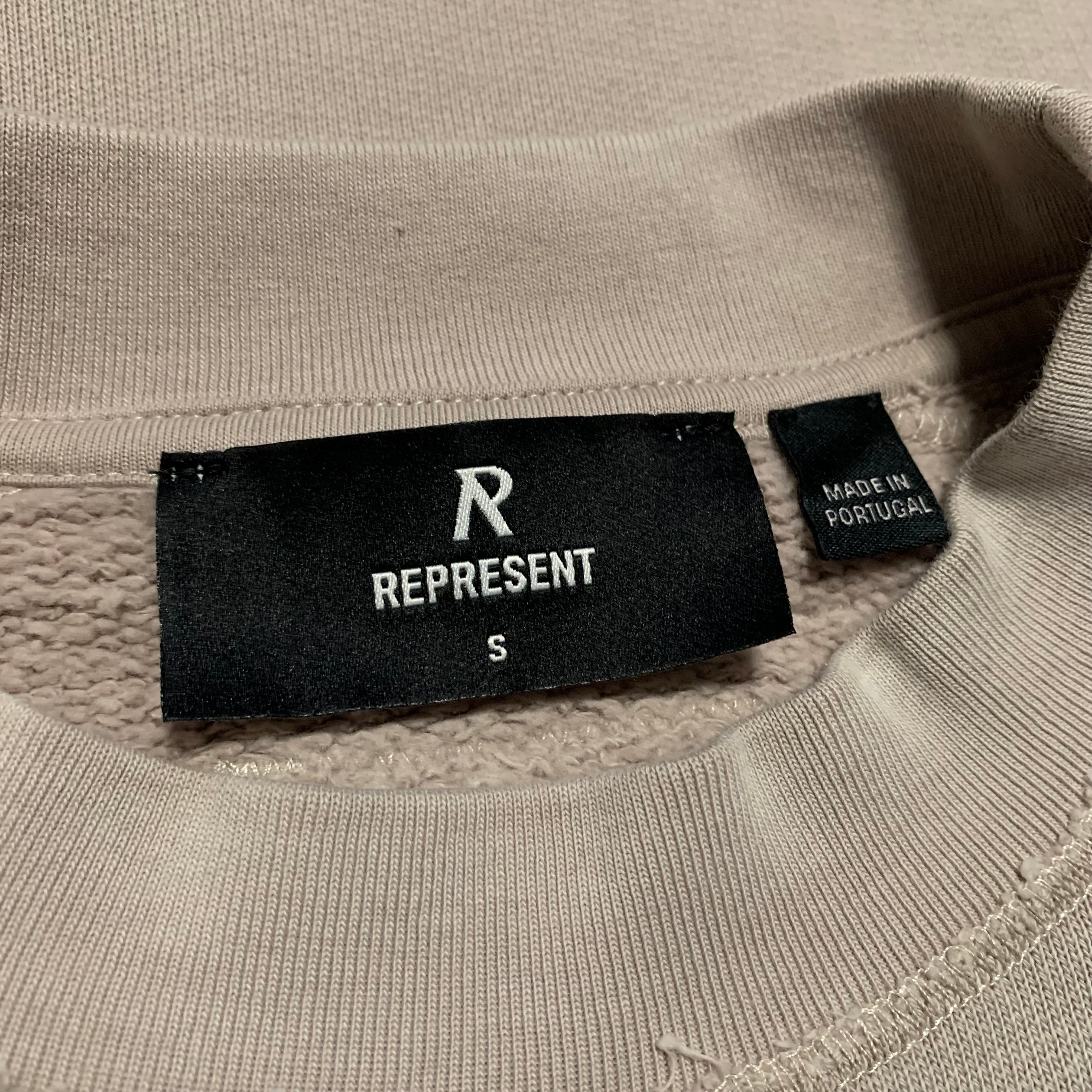 Represent Small Stepped Hem Sweatshirt Sun Fade Oat Heavyweight Crewneck