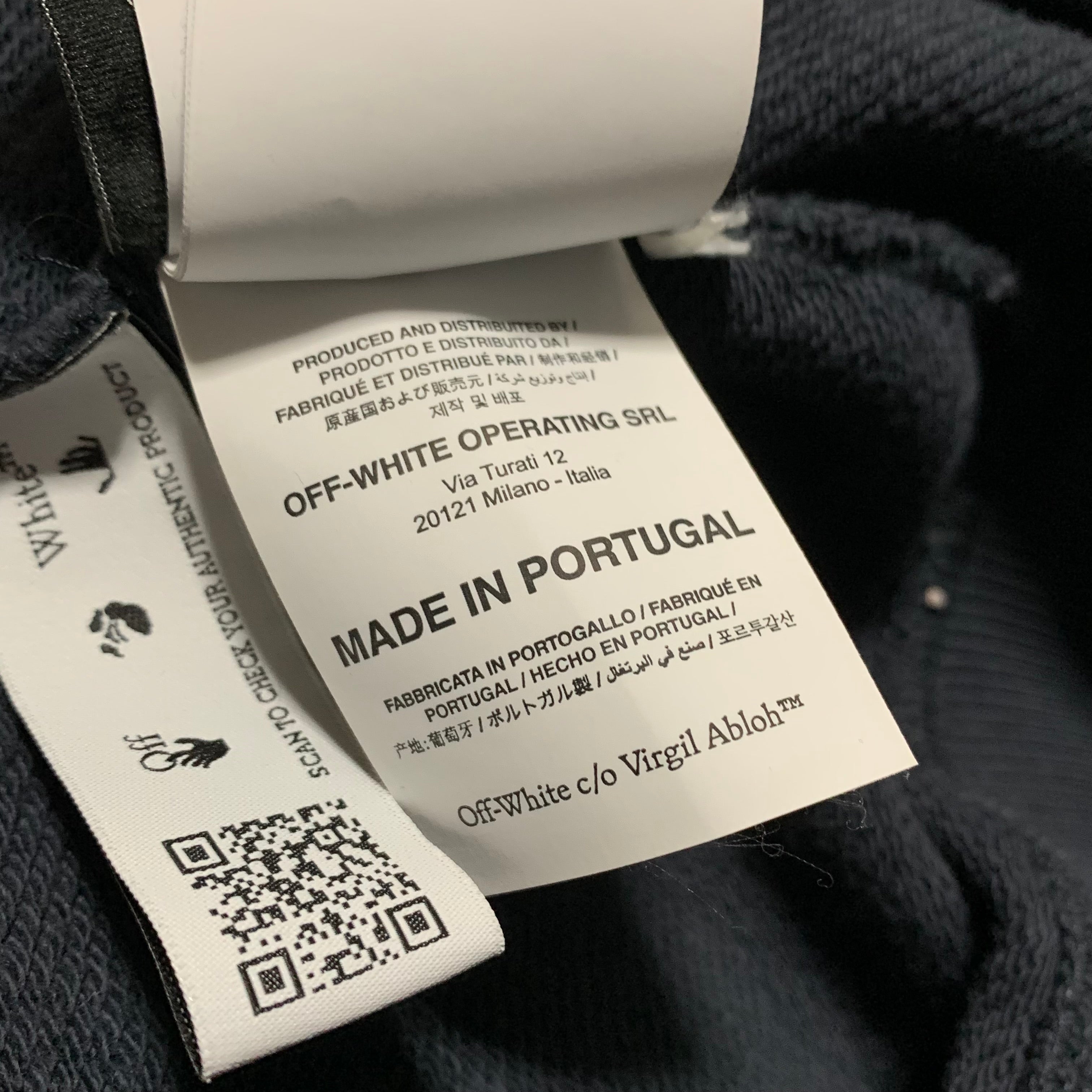 Off White XL Between Arrows Blue Hoodie Virgil Abloh