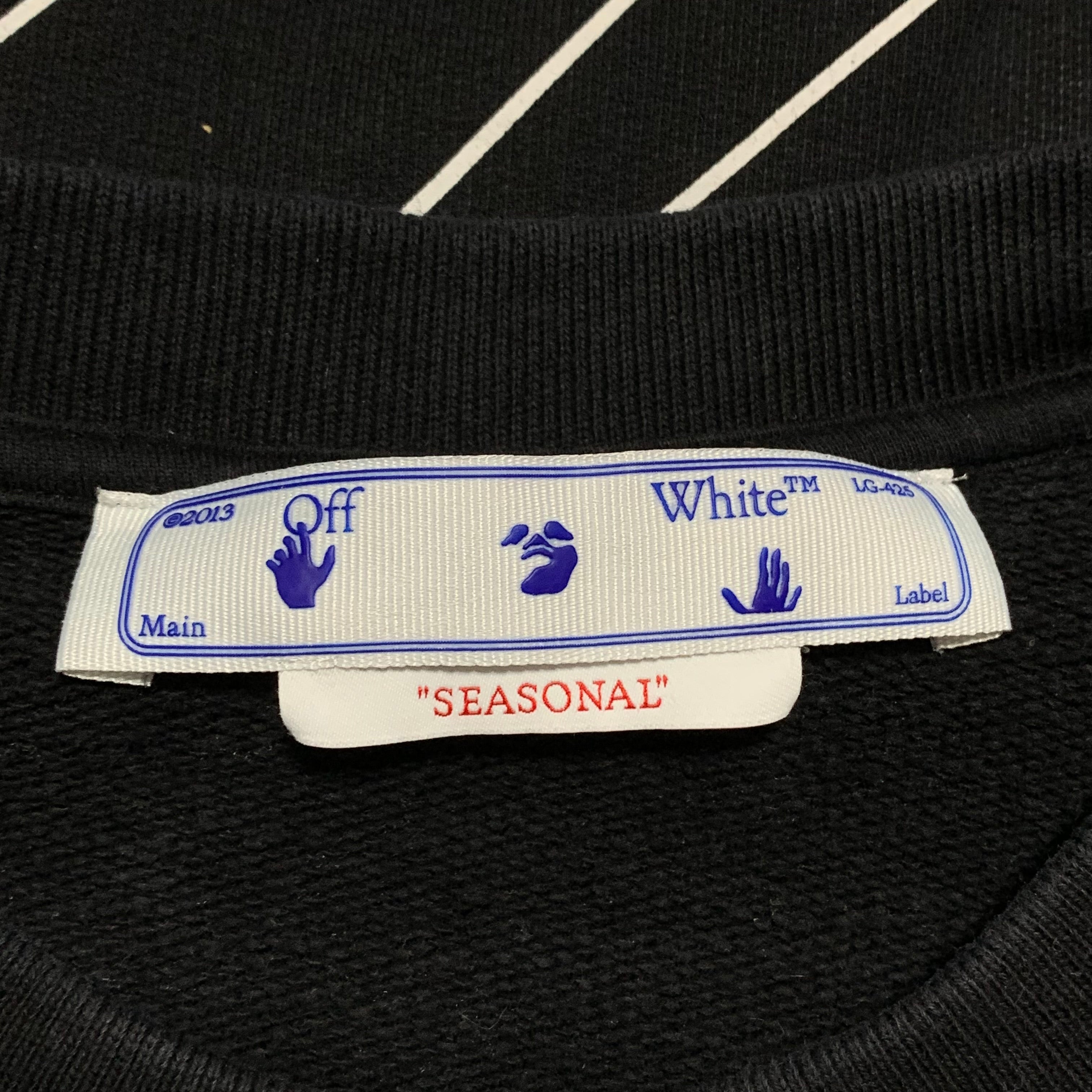 Off White Large Wave Outline Diag Black Sweatshirt Crewneck Virgil Abloh