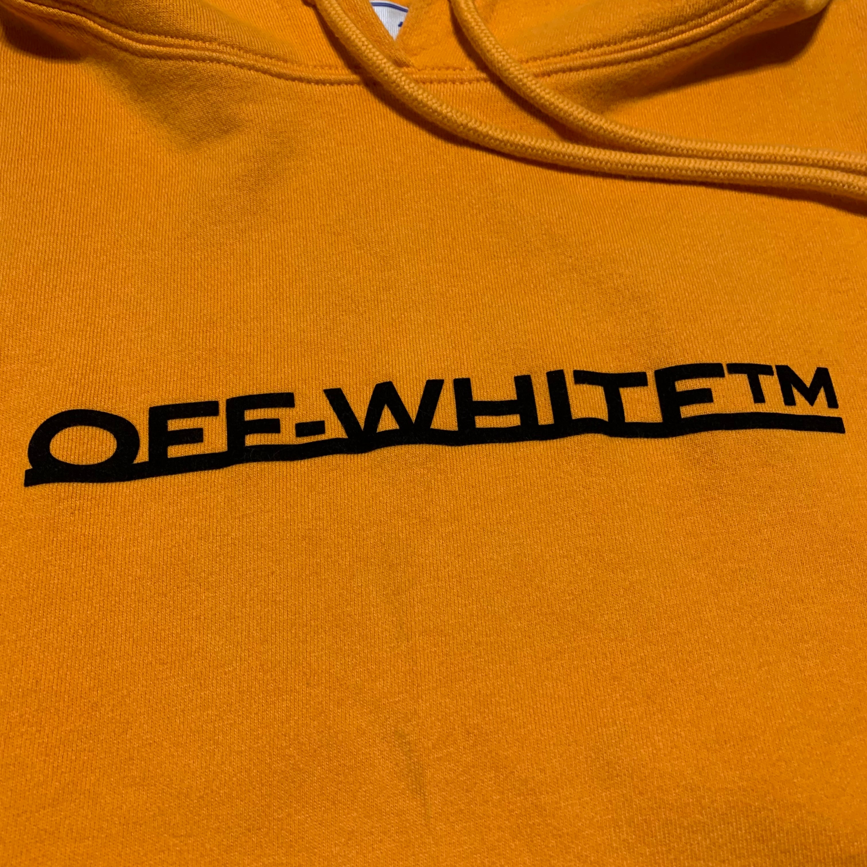 Off White Medium Underline Logo Orange Hoodie Virgil Abloh