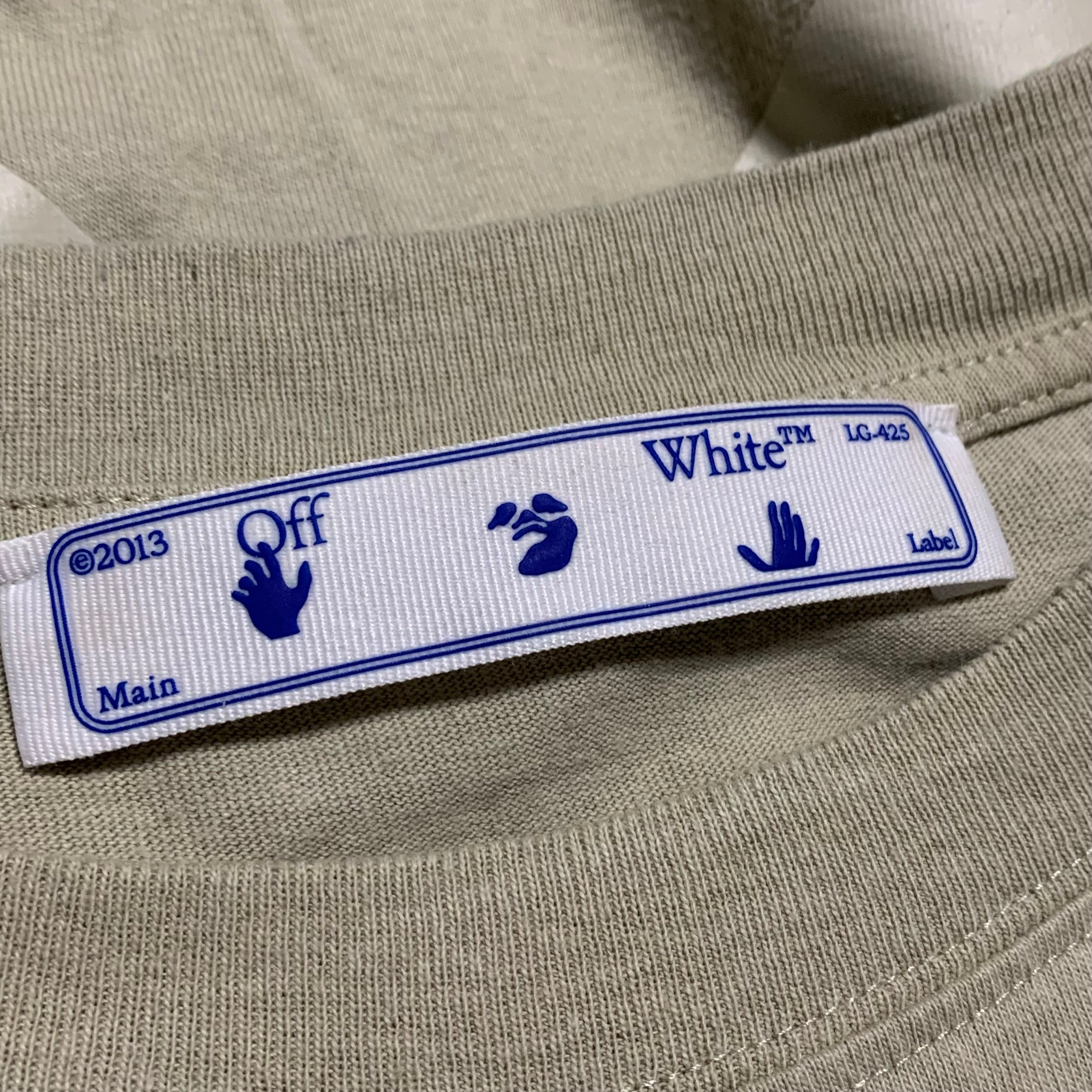 Off White Large Arrows Tab Beige Khaki Tee Virgil Abloh