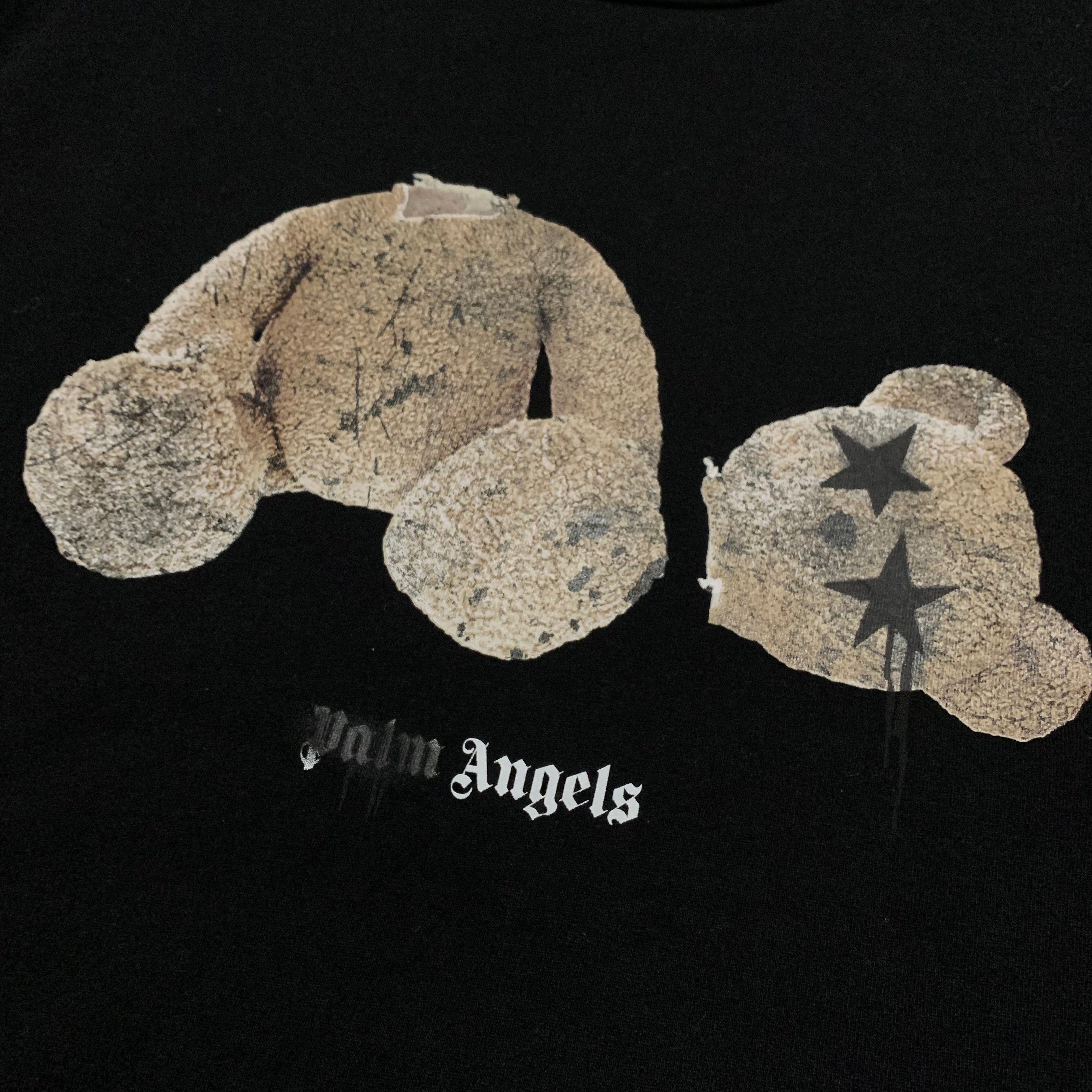 Palm Angels Small Sprayed Bear Black Tee Star